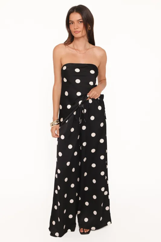 Belinda Drawstring Pant - Black/Cream made by Petal & Pup