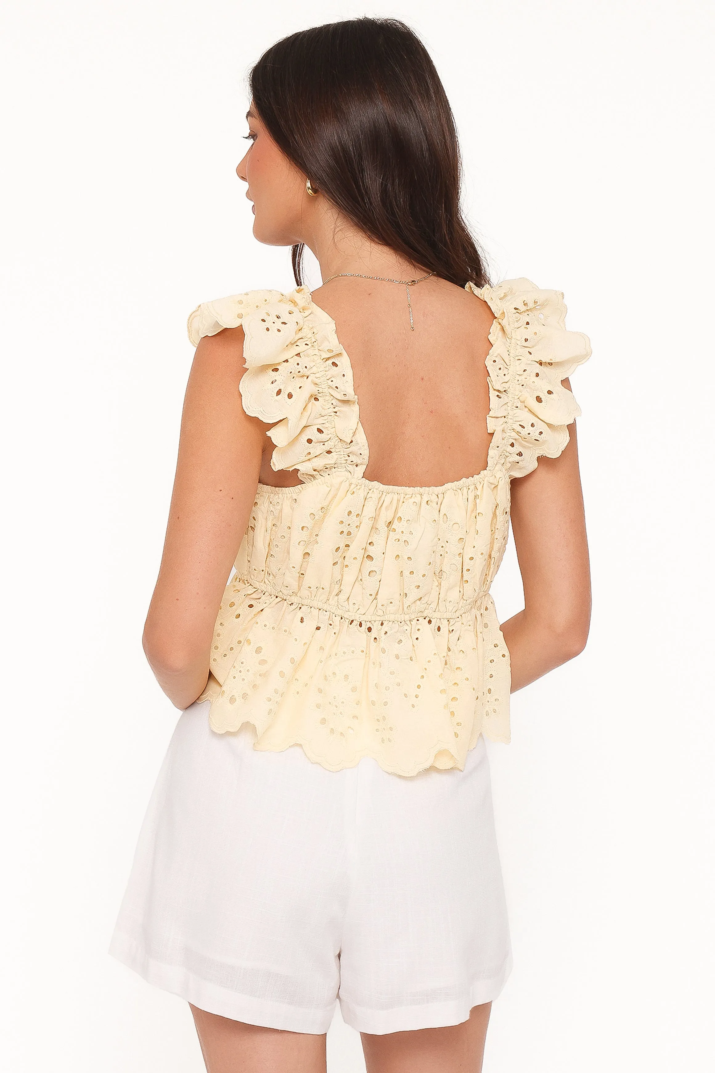 Regina Eyelet Ruffle Top - Butter Yellow sold by Petal & Pup product image thumbnail 4