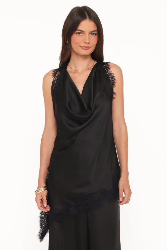 Clara Asymmetrical Lace Top - Black made by Petal & Pup