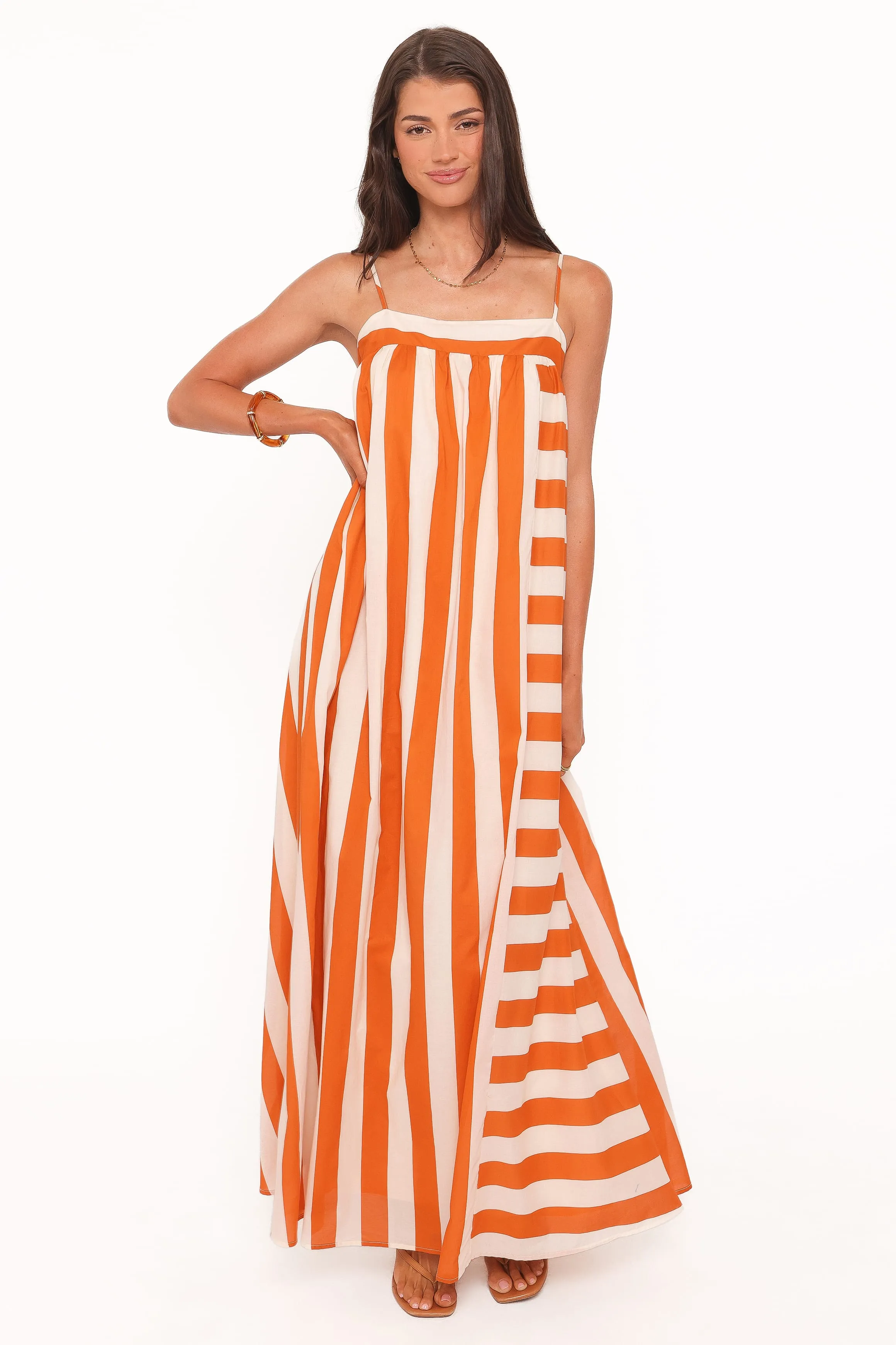Yanika Maxi Dress - Orange/White Stripe sold by Petal & Pup product image thumbnail 2