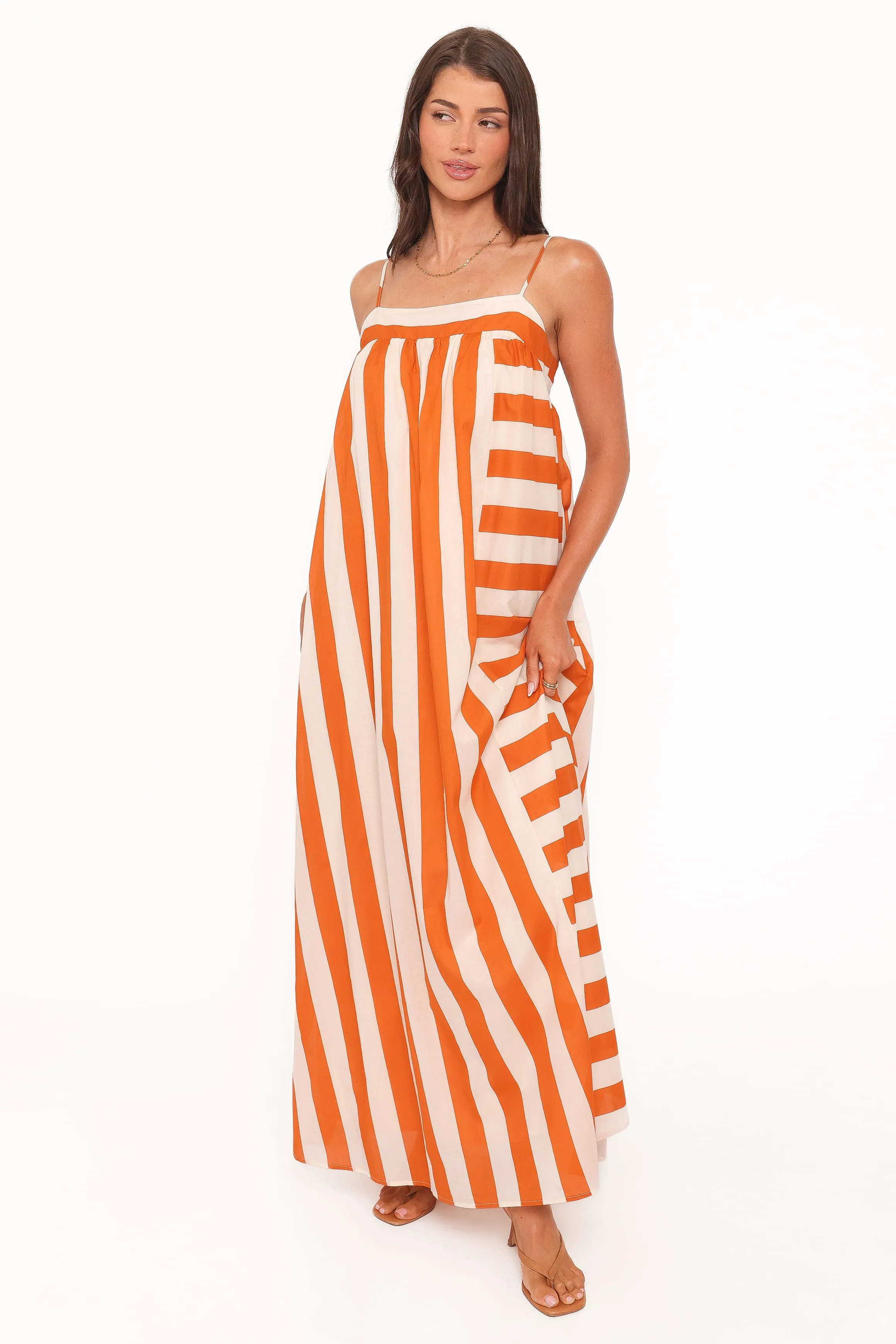 Yanika Maxi Dress - Orange/White Stripe sold by Petal & Pup product image thumbnail 4