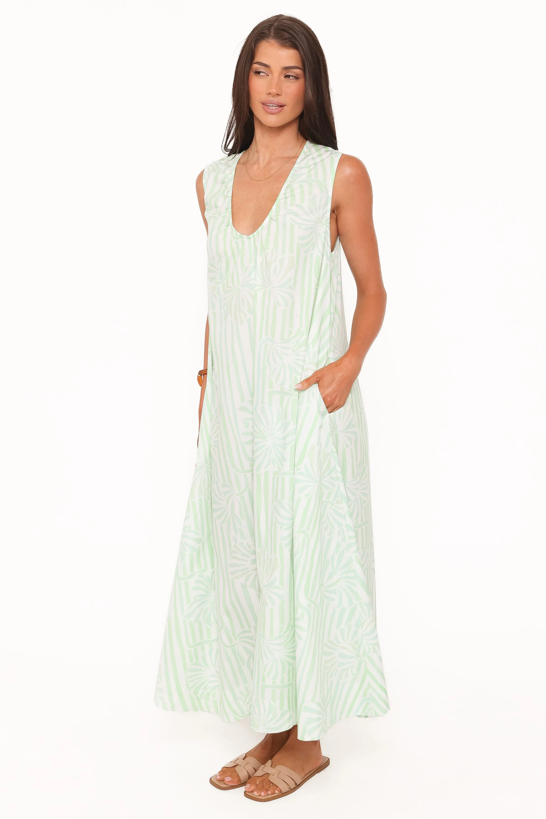 Laurita Maxi Dress - Jade Painted Stripe sold by Petal & Pup product image thumbnail 4