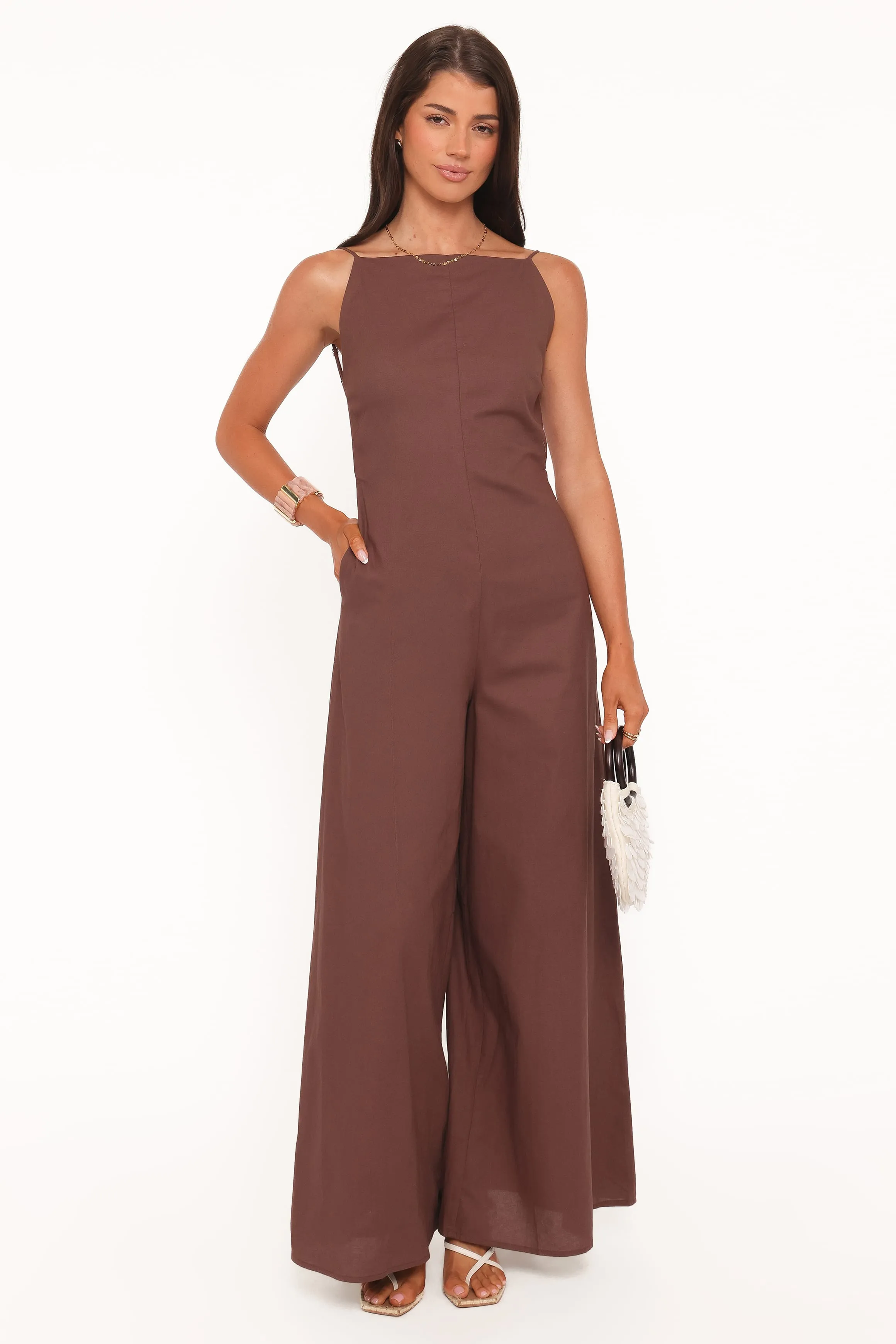 Ophilia Open Back Jumpsuit - Dark Brown sold by Petal & Pup product image thumbnail 2