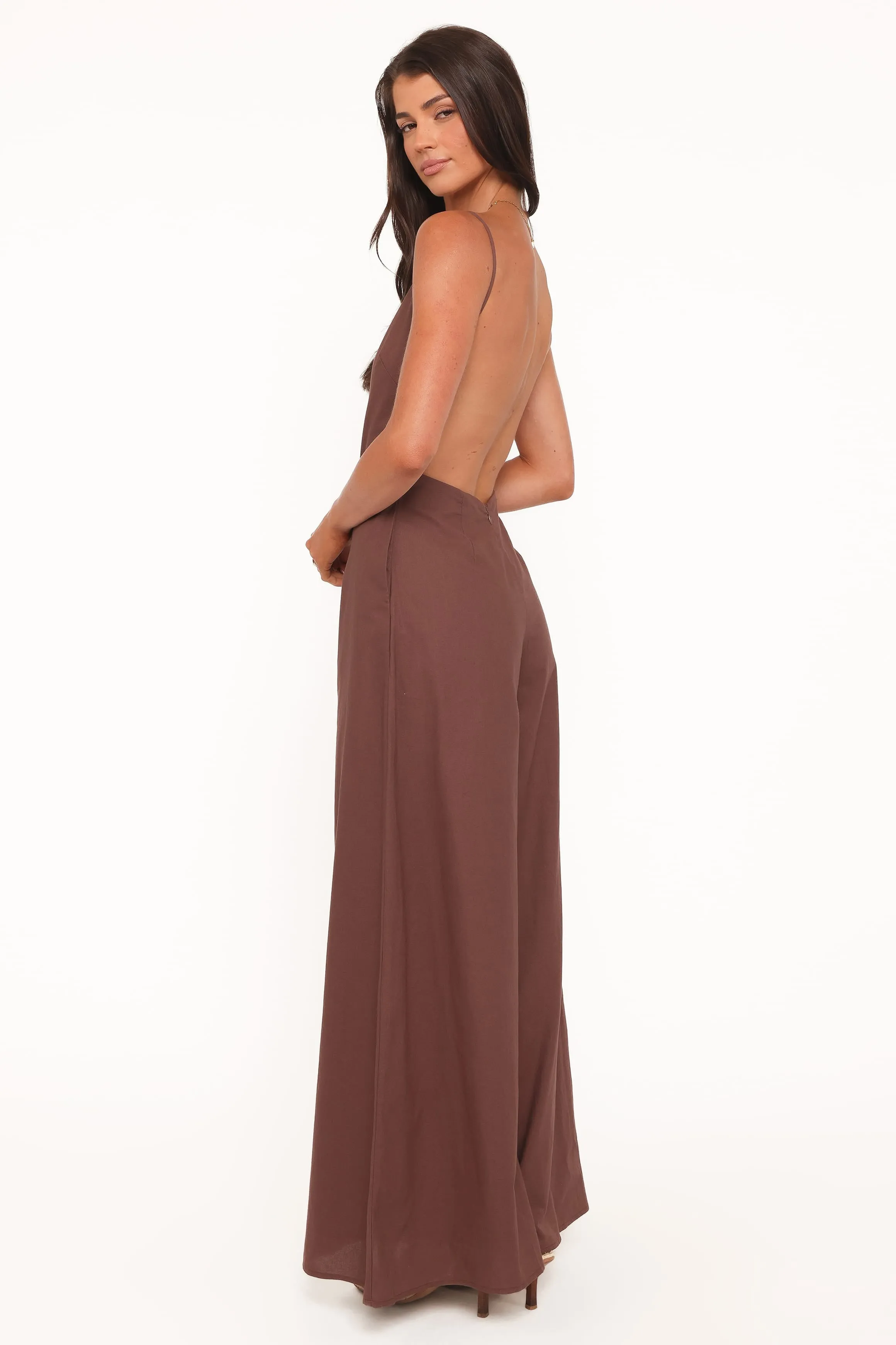 Ophilia Open Back Jumpsuit - Dark Brown sold by Petal & Pup product image thumbnail 5