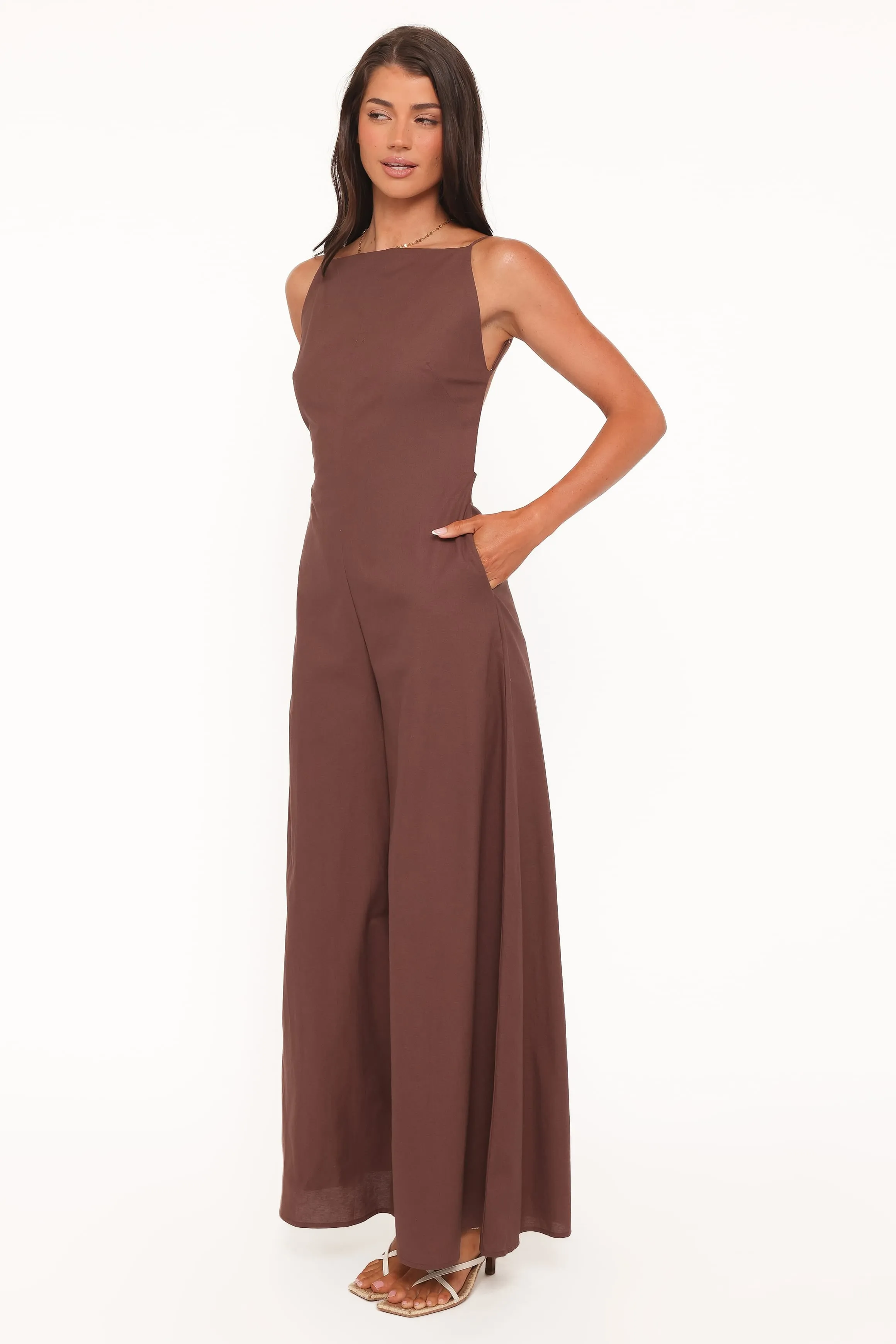Ophilia Open Back Jumpsuit - Dark Brown sold by Petal & Pup product image thumbnail 4