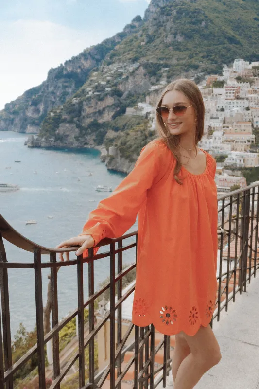 Tampa Long Sleeve Mini Dress - Orange made by Petal & Pup
