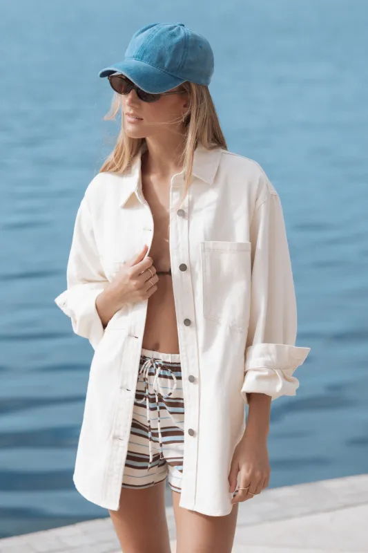 Toto Denim Shacket - Ivory made by Petal & Pup