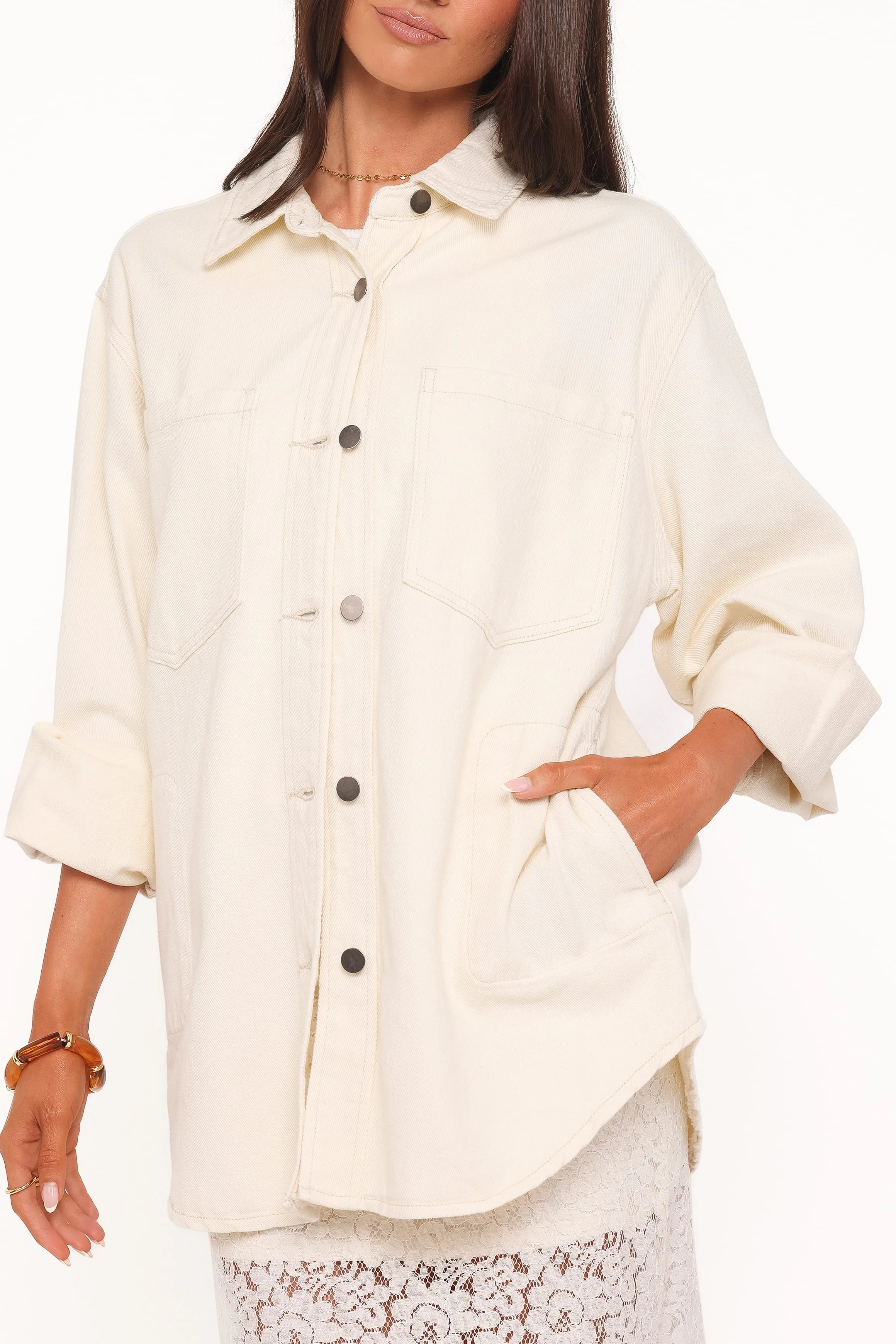 Toto Denim Shacket - Ivory sold by Petal & Pup product image thumbnail 3