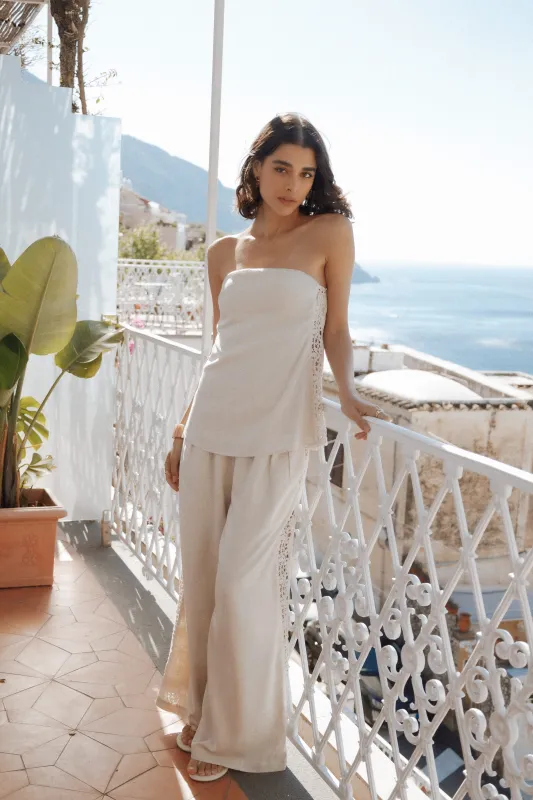 Arles Wide Leg Pants - Beige Lace made by Petal & Pup