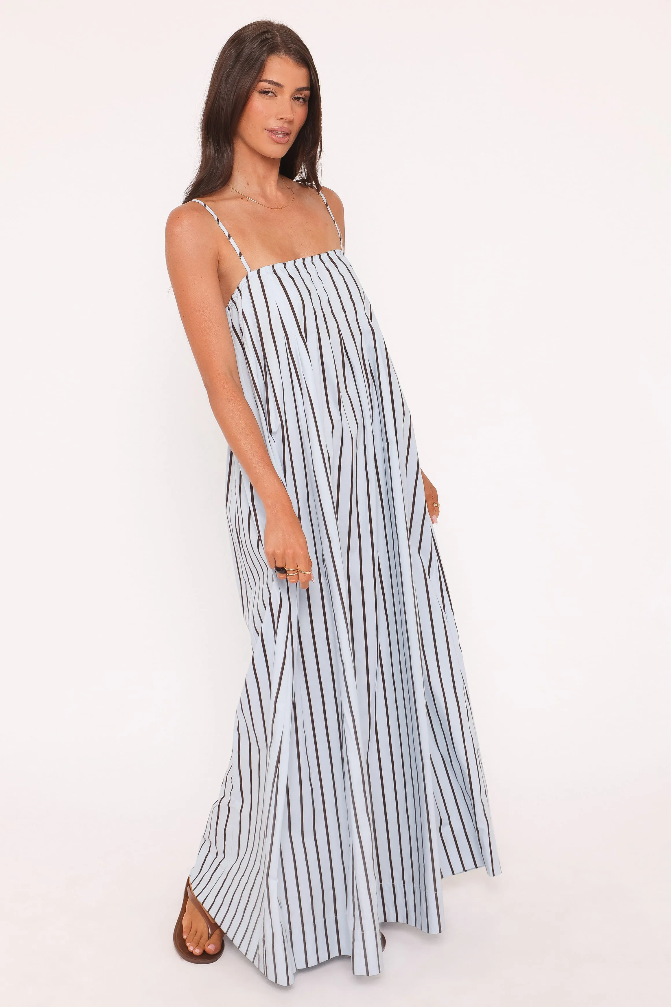 Arletta Maxi Dress - Blue/Brown Stripe sold by Petal & Pup product image thumbnail 2
