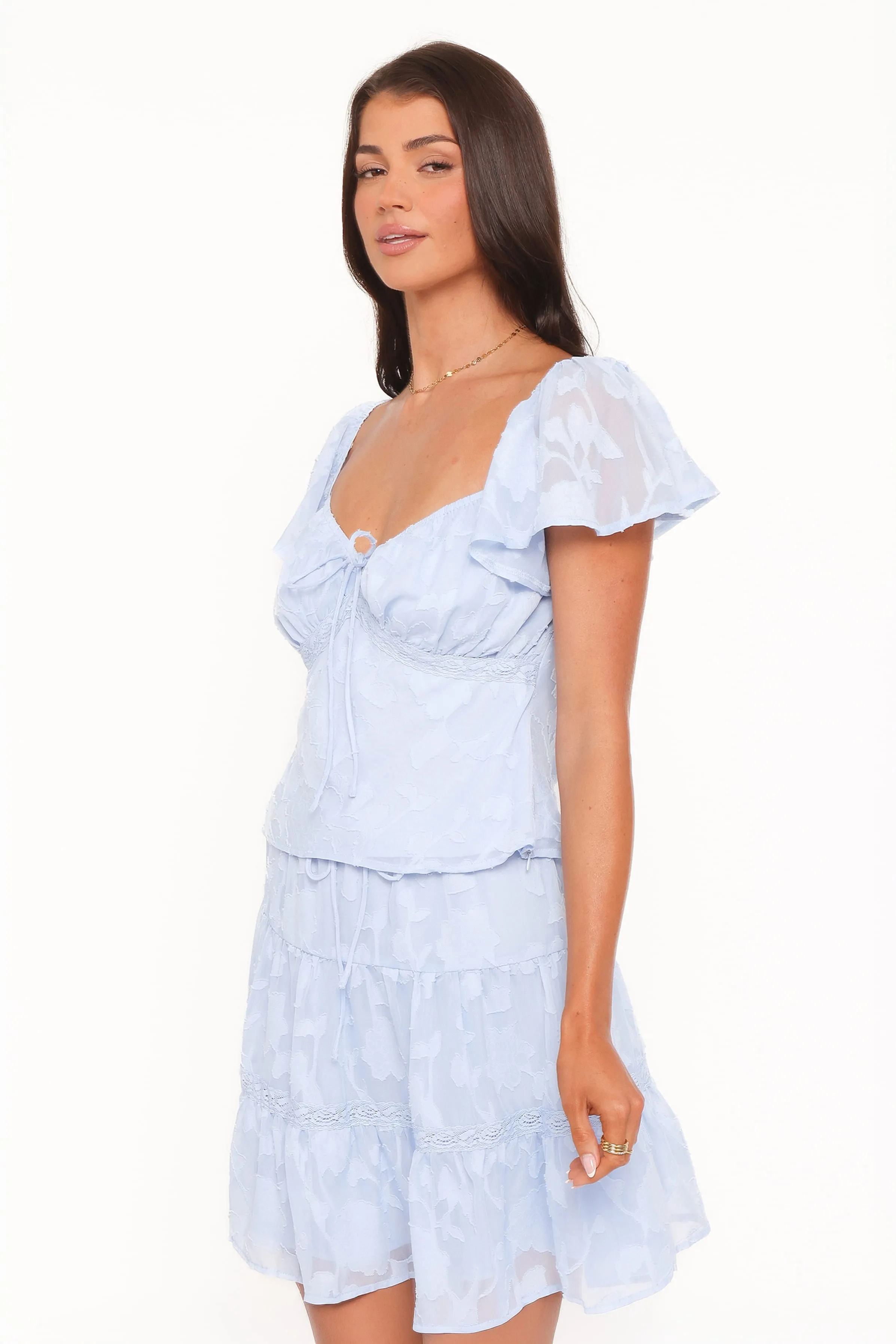 Clodagh Textured Flutter Top - Powder Blue sold by Petal & Pup product image thumbnail 3