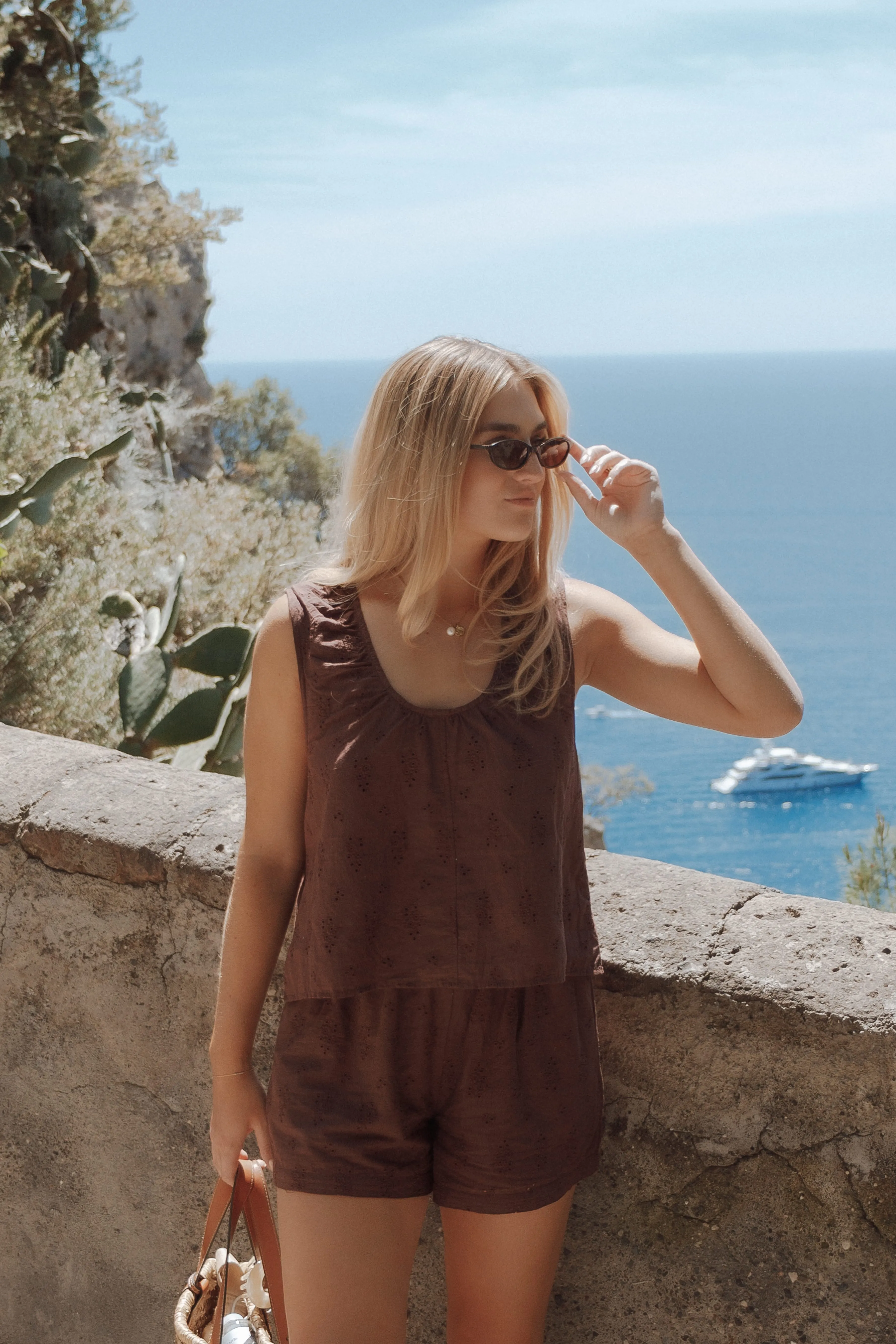 Faela Short Set - Brown Broderie sold by Petal & Pup