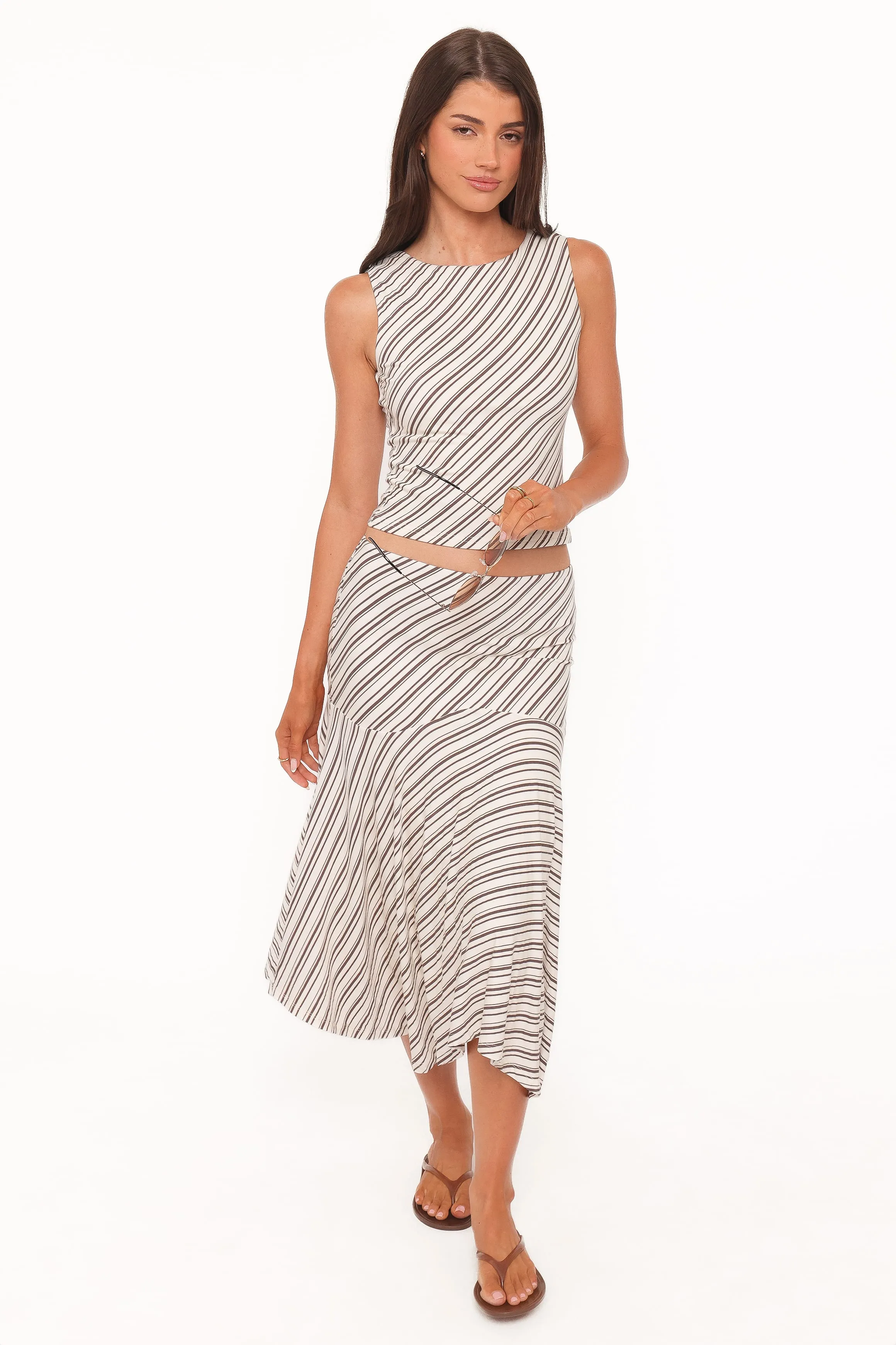 Amber Skirt Set - Cream/Brown Stripe sold by Petal & Pup product image thumbnail 3