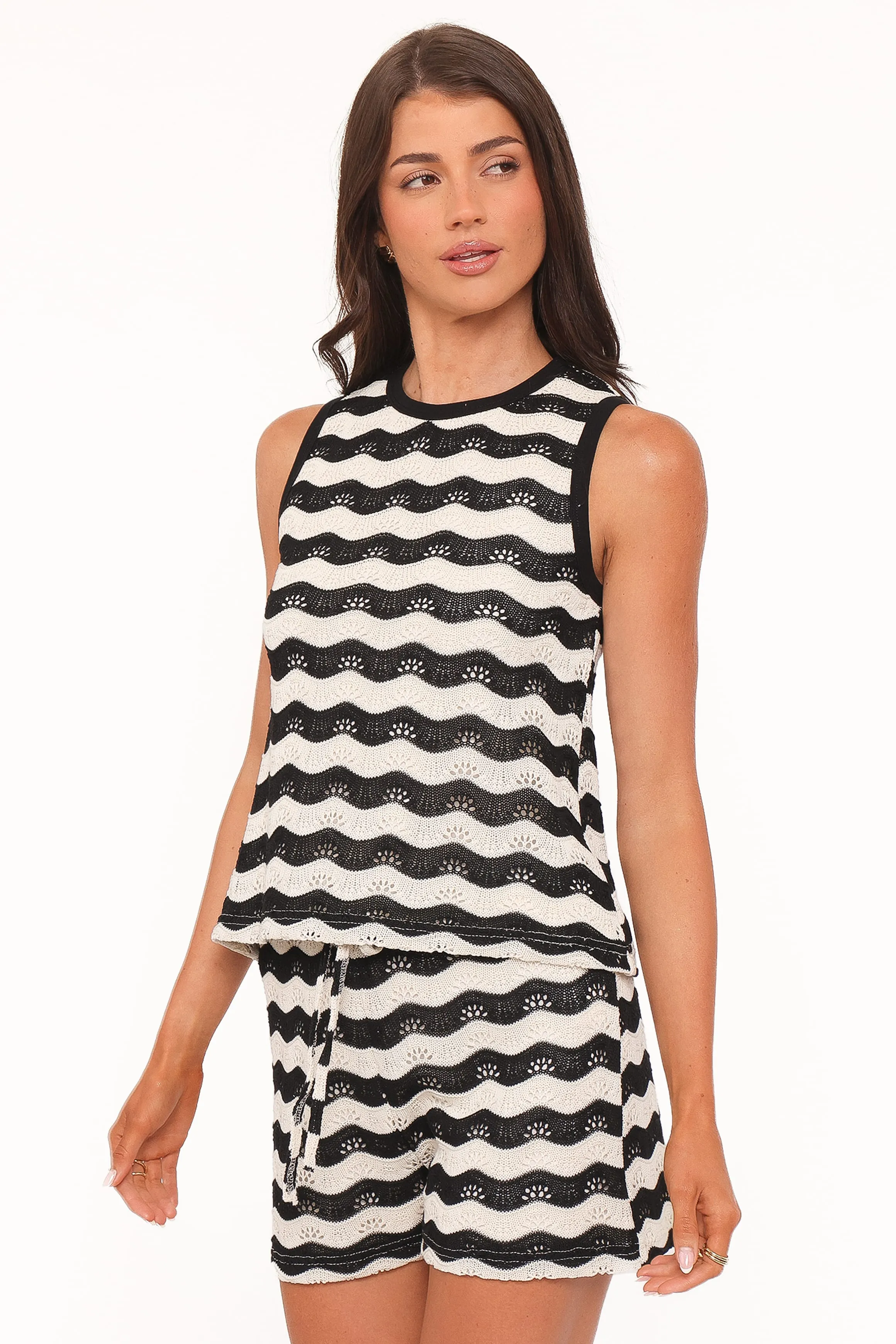 Iveta Knit Short Set - Black/Cream Stripe sold by Petal & Pup product image thumbnail 4