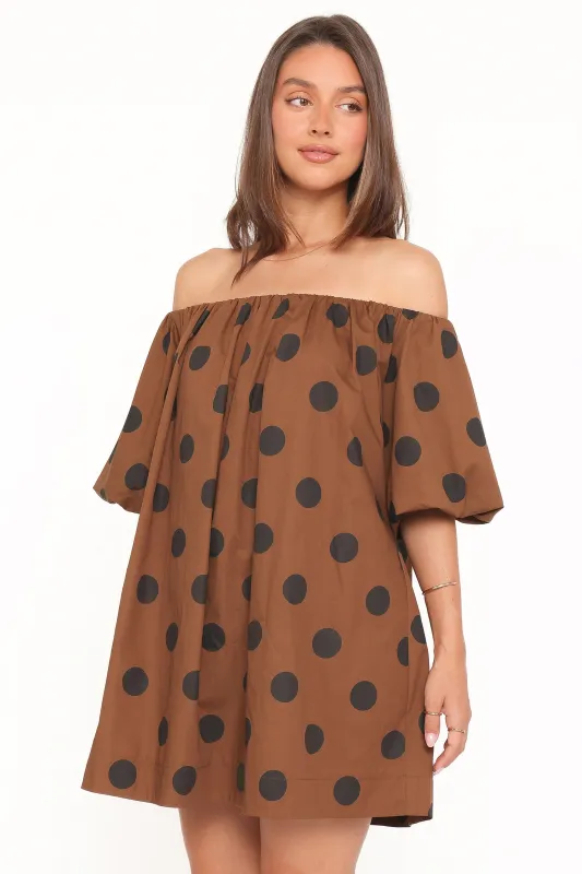 Eddie Mini Dress - Brown Polka Dot made by Petal & Pup