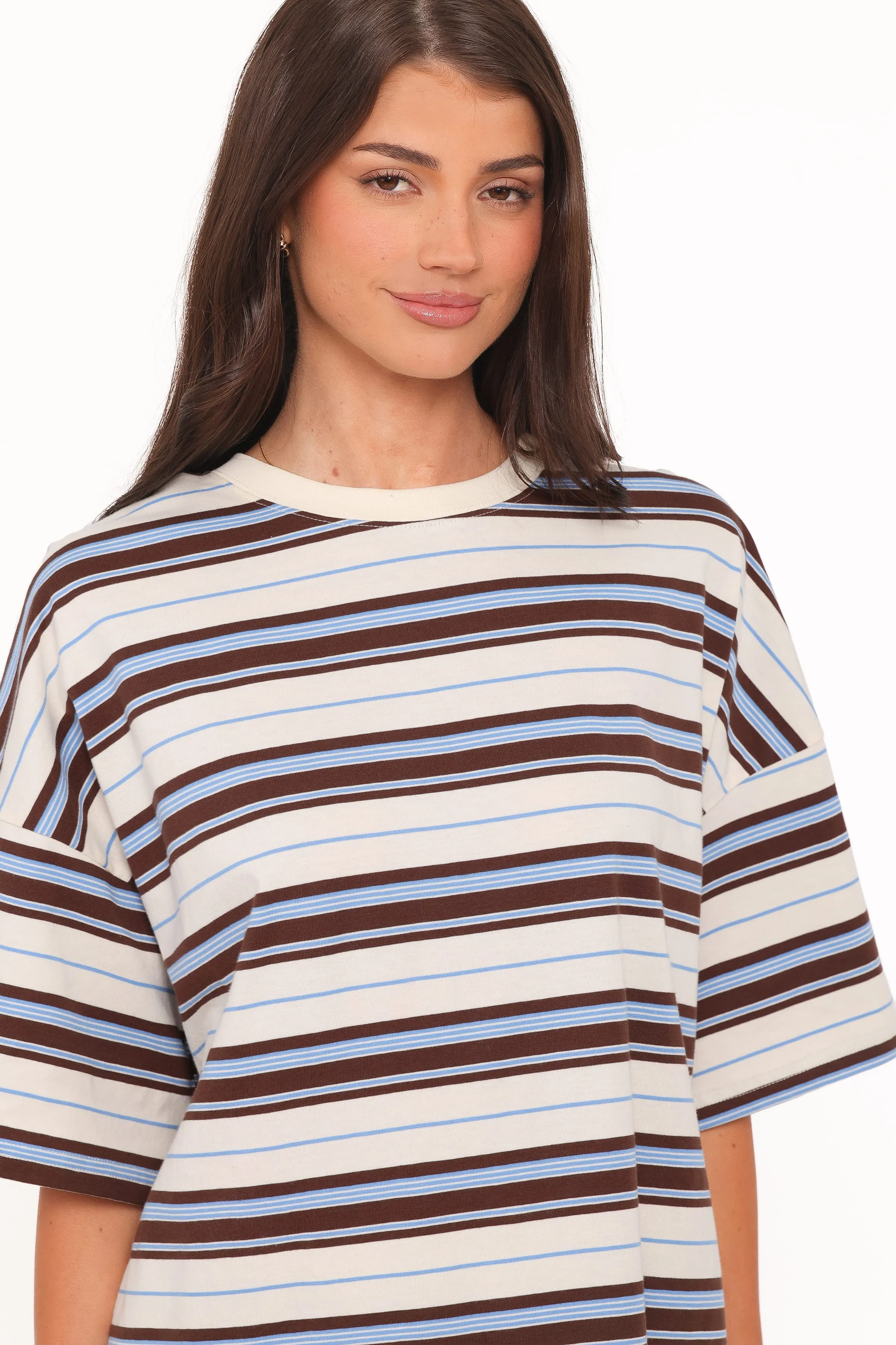 Hellen Stripe Short Set - Brown Multi Stripe sold by Petal & Pup product image thumbnail 3
