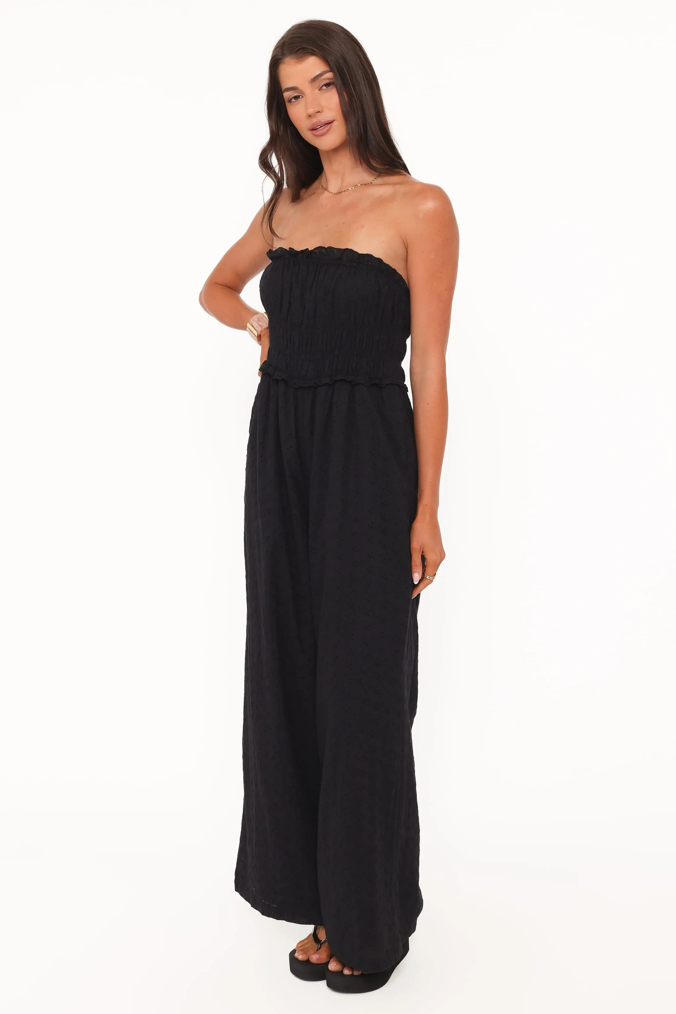 Yulissa Strapless Jumpsuit - Black Broderie sold by Petal & Pup product image thumbnail 4