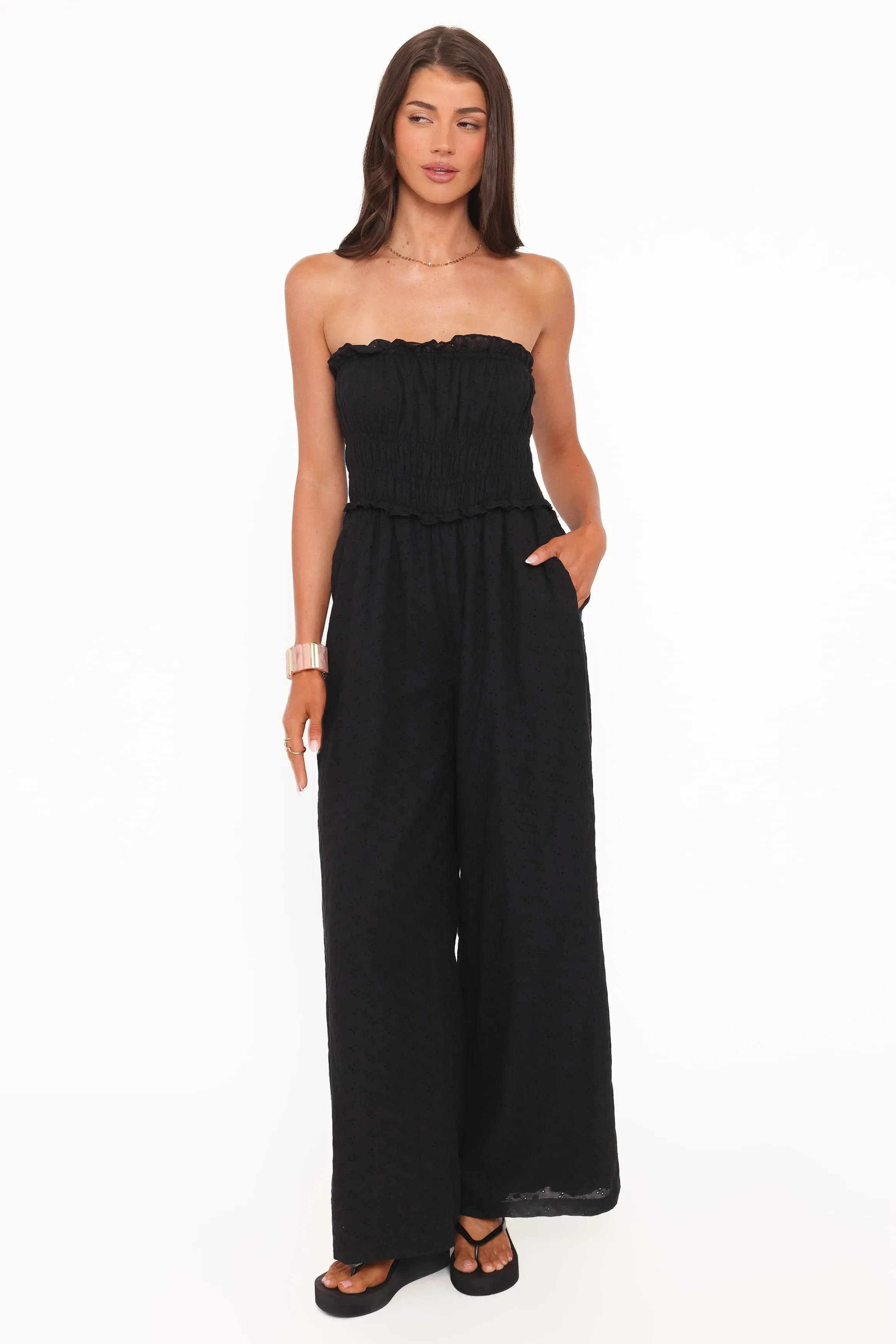 Yulissa Strapless Jumpsuit - Black Broderie sold by Petal & Pup product image thumbnail 2
