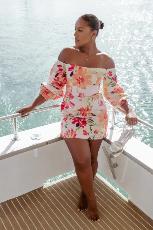 Annette Mini Dress - Orange Floral made by Petal & Pup