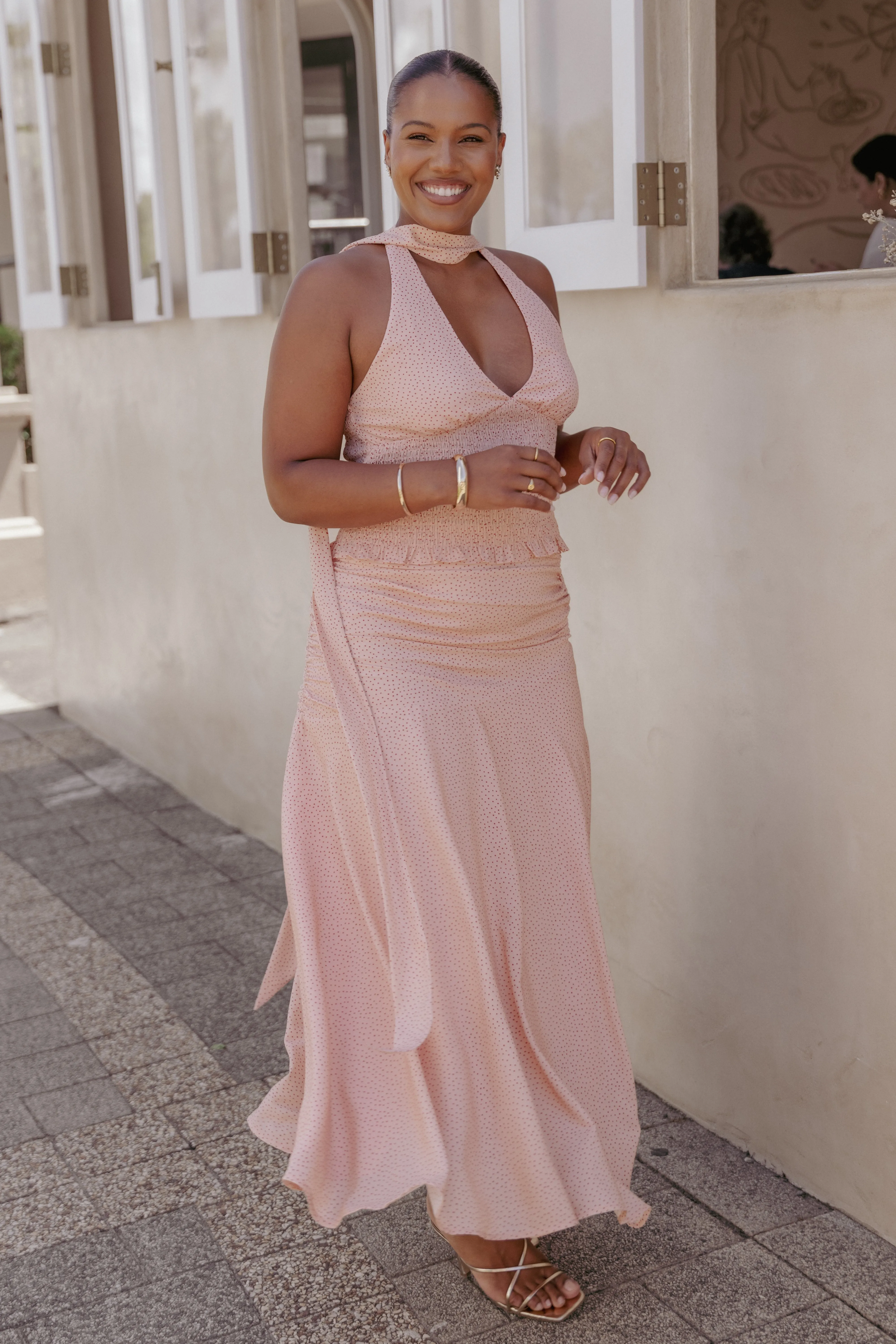 Cinthia Top - Peach Polka Dot sold by Petal & Pup