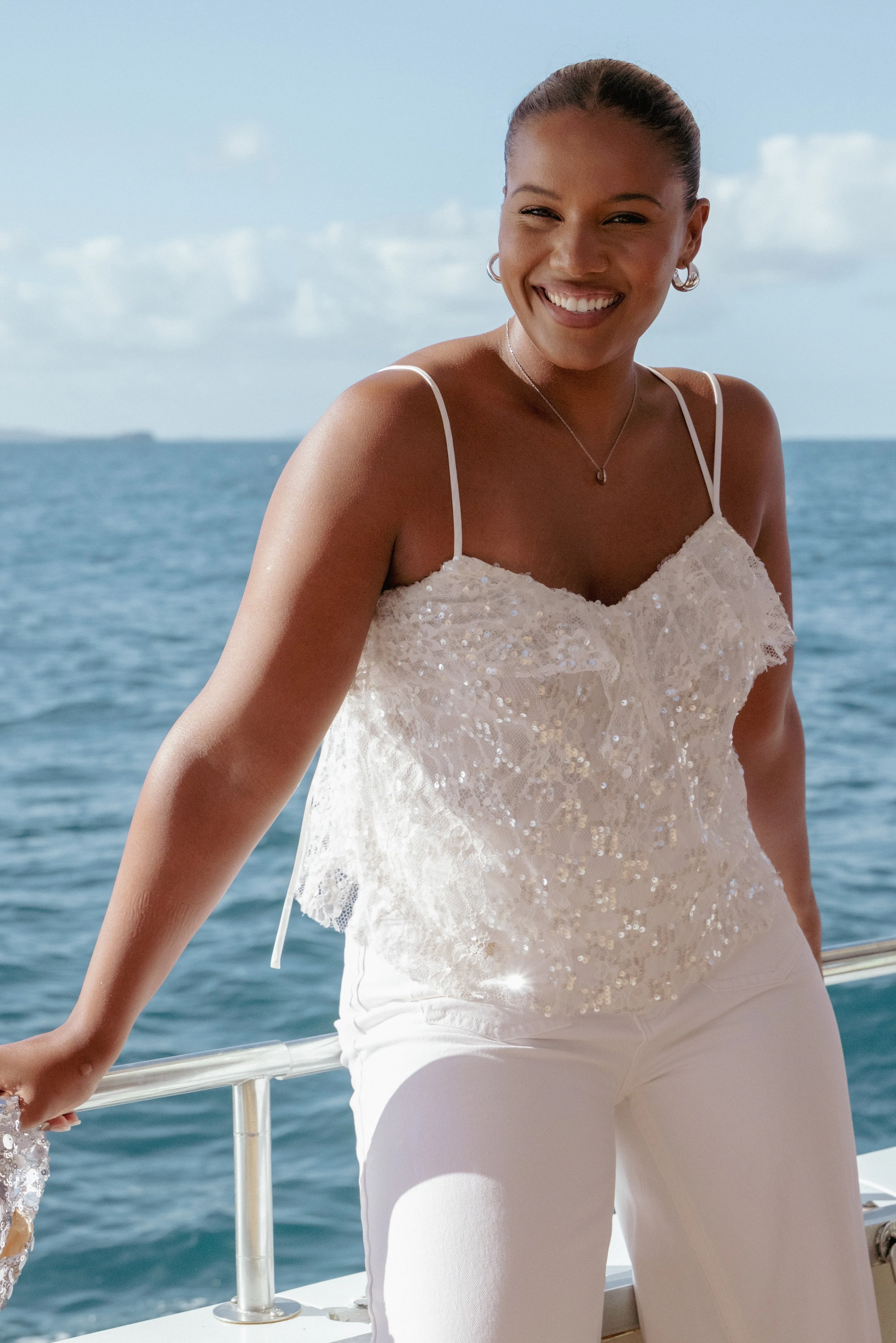 Zinnia Sequins Sleeveless Top - Ivory sold by Petal & Pup
