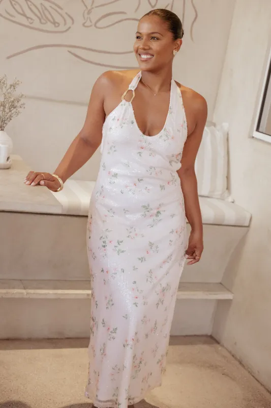 Lunara Maxi Dress - Sequin Floral made by Petal & Pup