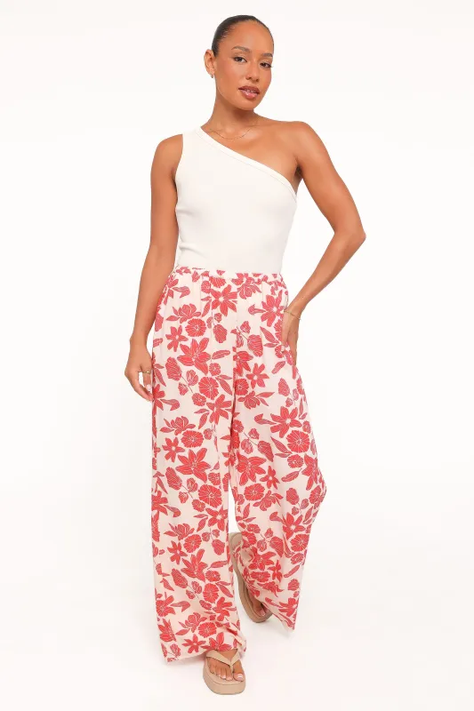 Lira Tie Waist Pant - Red Floral made by Petal & Pup