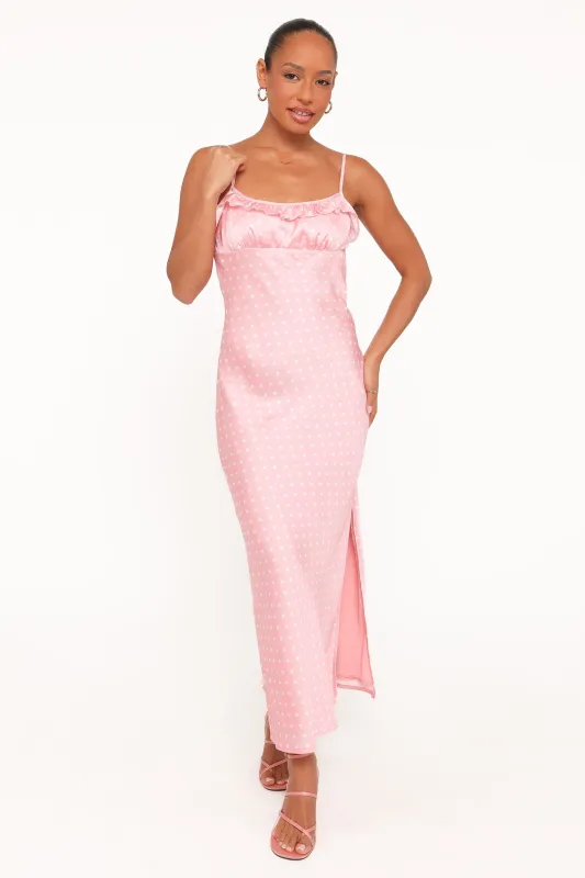Dara Midi Dress - Pink Polka Dot made by Petal & Pup