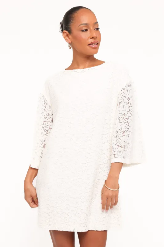 Lula Mini Dress - Cream Lace made by Petal & Pup