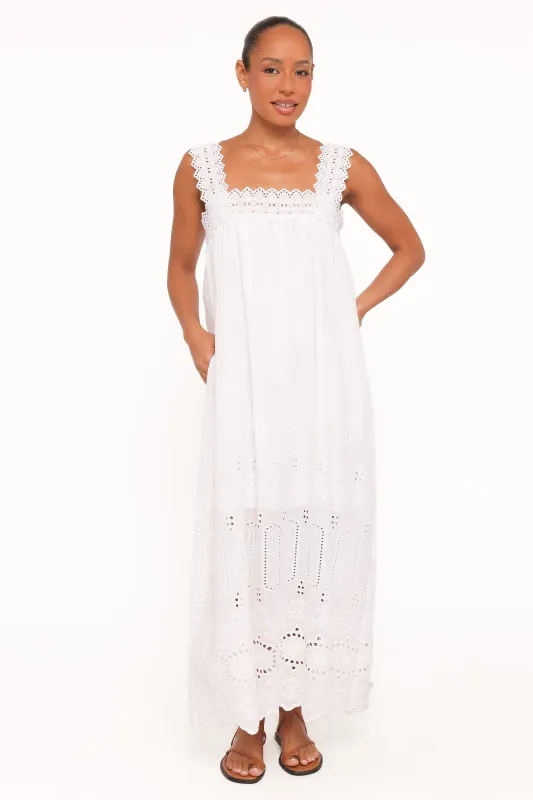 Winora Midi Dress - White Broderie made by Petal & Pup