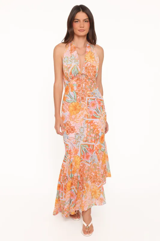 Alkira Maxi Dress - Orange Summer Garden made by Petal & Pup