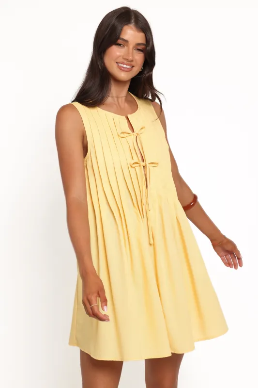 Madeline Mini Dress - Butter Yellow made by Petal & Pup