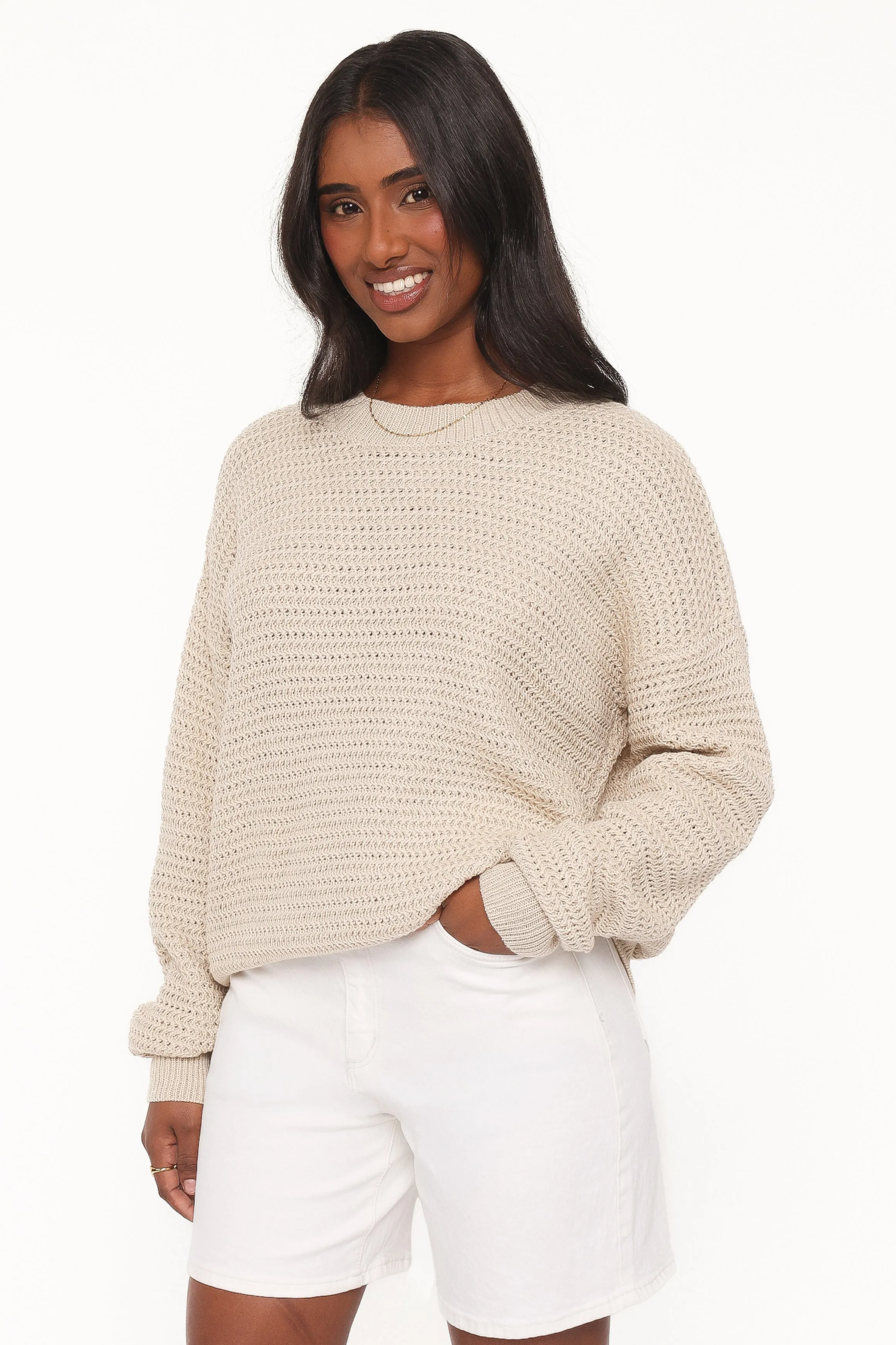 Melane Open Stitch Sweater - Beige sold by Petal & Pup product image thumbnail 3