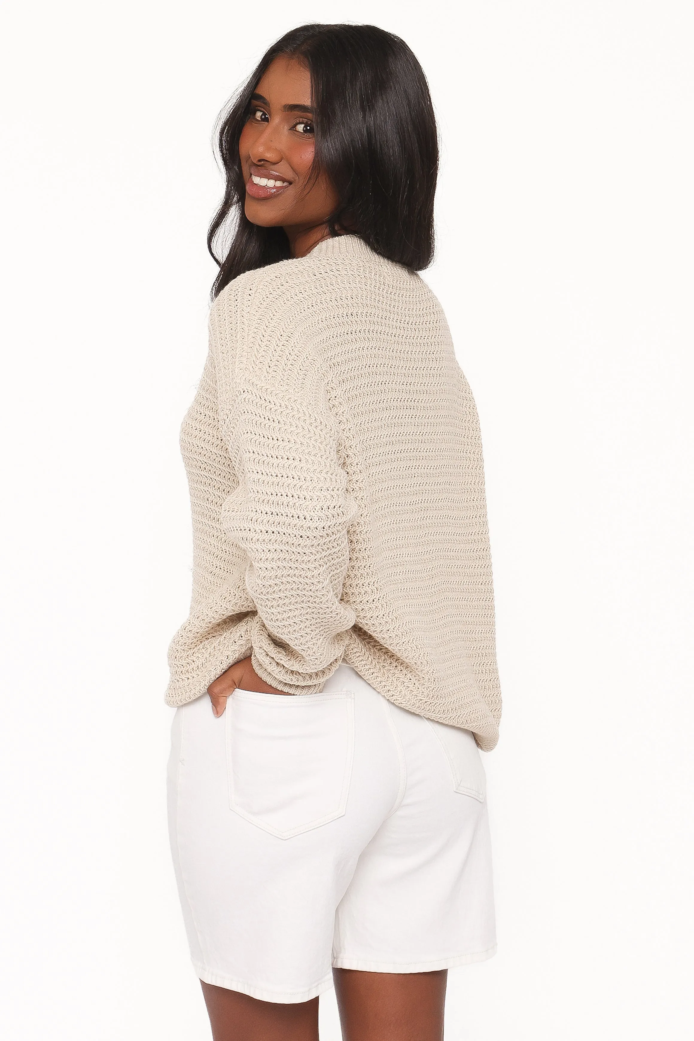Melane Open Stitch Sweater - Beige sold by Petal & Pup product image thumbnail 4