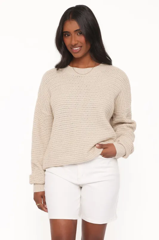 Melane Open Stitch Sweater - Beige made by Petal & Pup