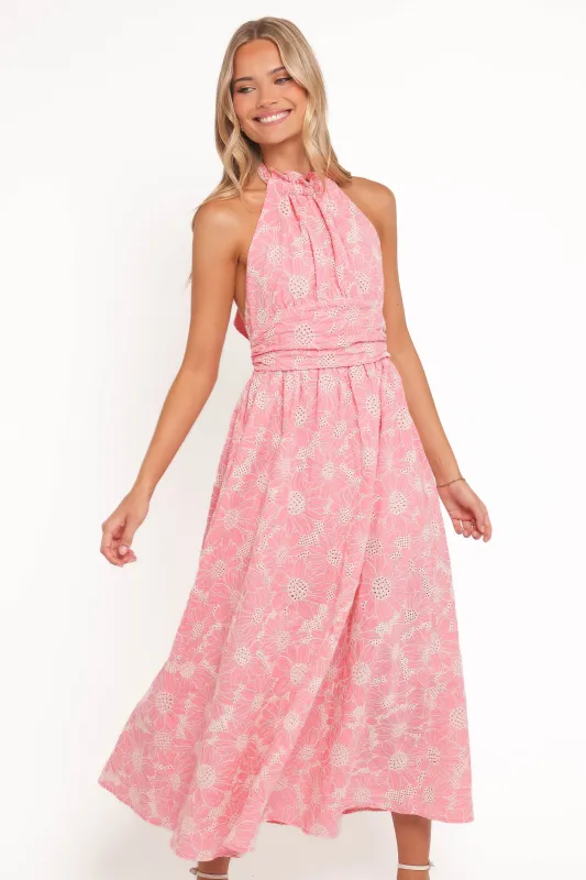 Taila Halterneck Midi Dress - Pink made by Petal & Pup