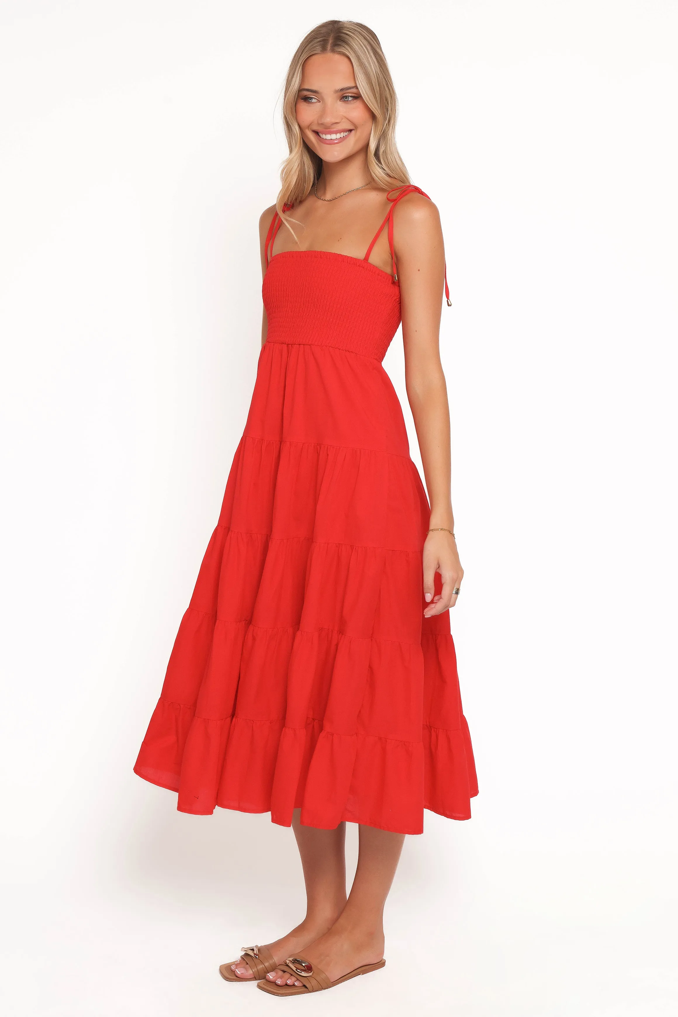 Carrol Shirred Bodice Maxi Dress - Red sold by Petal & Pup product image thumbnail 3
