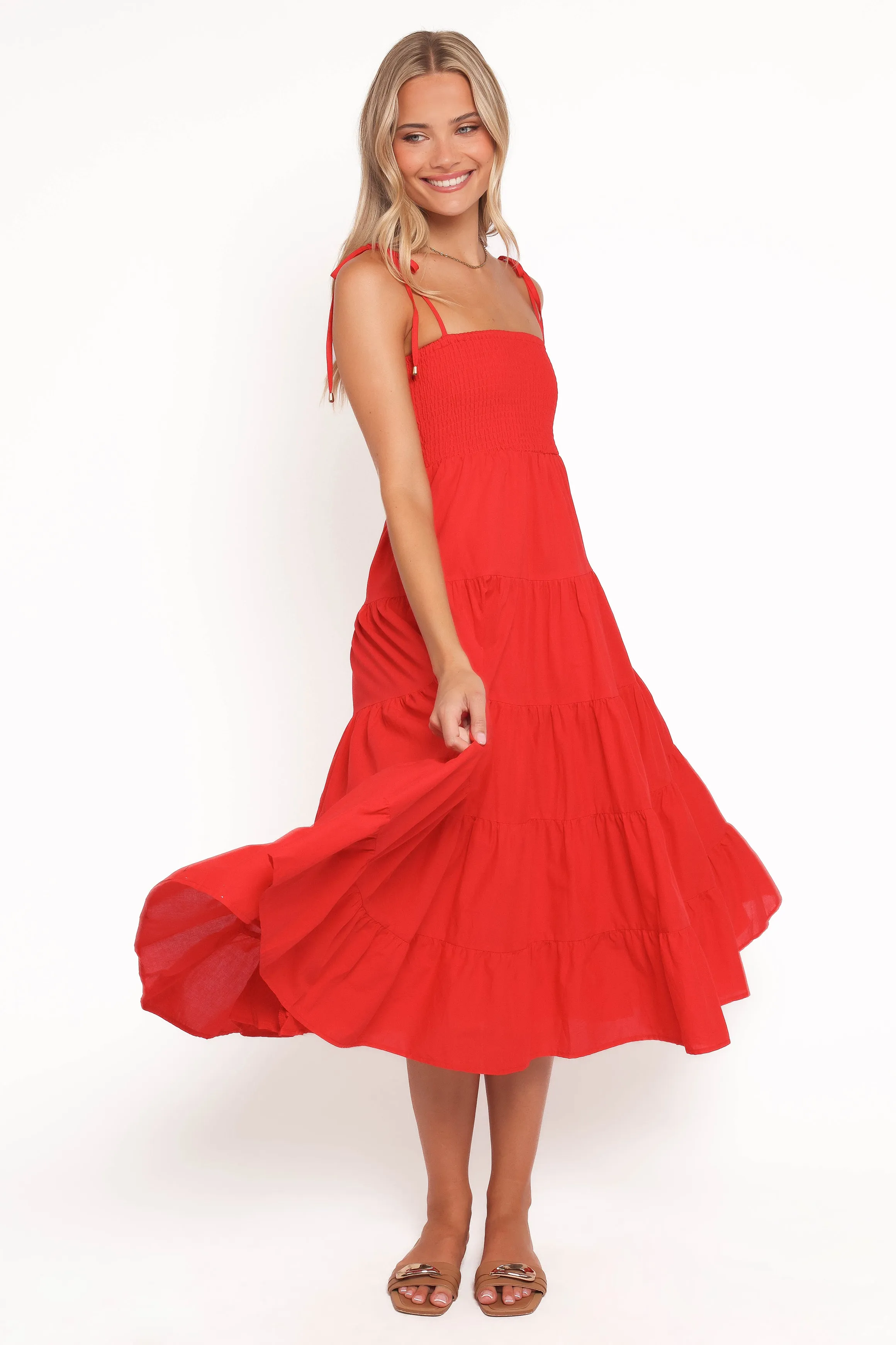 Carrol Shirred Bodice Maxi Dress - Red sold by Petal & Pup product image thumbnail 5