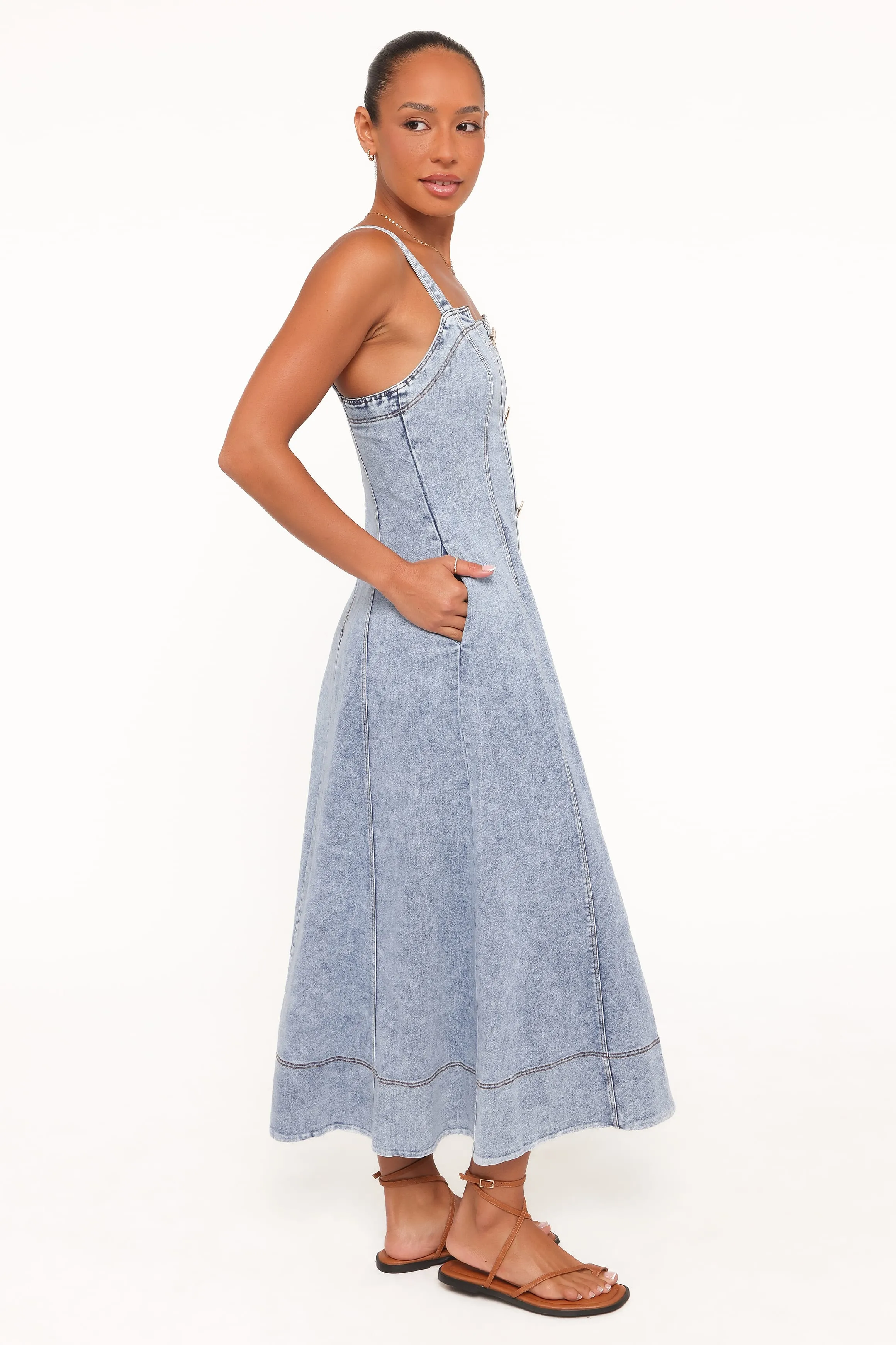 Katie Maxi Dress - Med Denim sold by Petal & Pup product image thumbnail 3