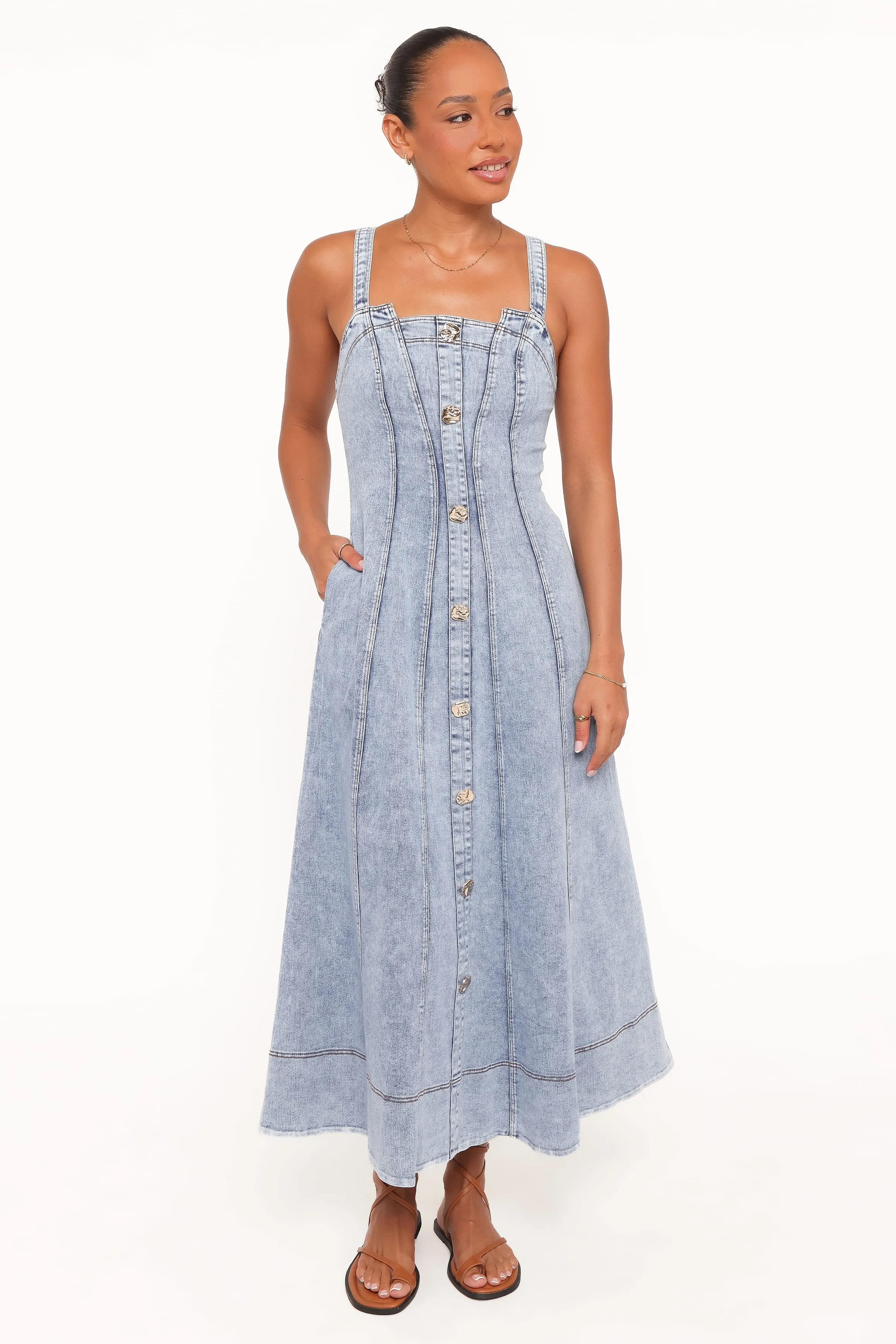 Katie Maxi Dress - Med Denim sold by Petal & Pup
