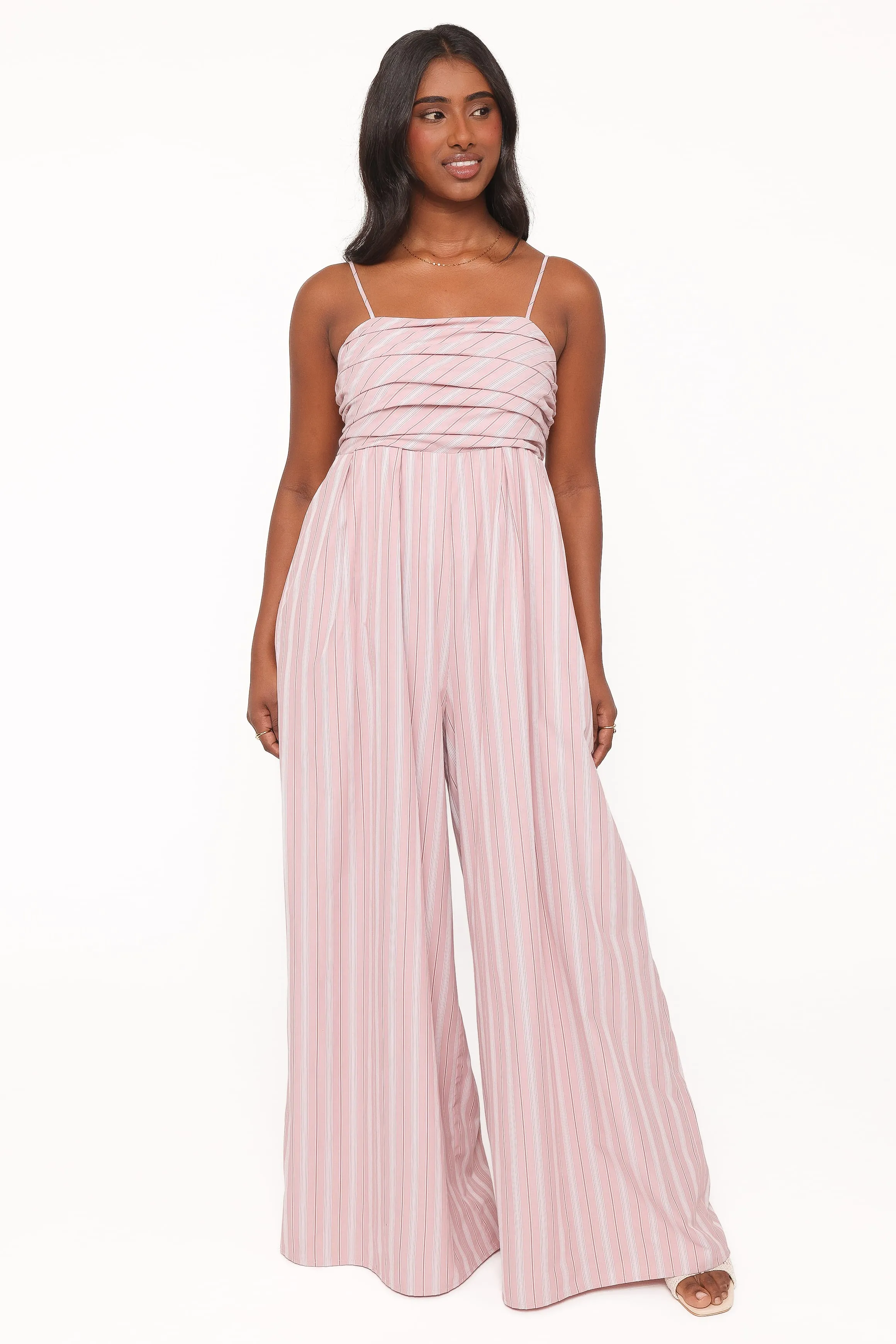 Pricilla Jumpsuit - Pink Stripe sold by Petal & Pup