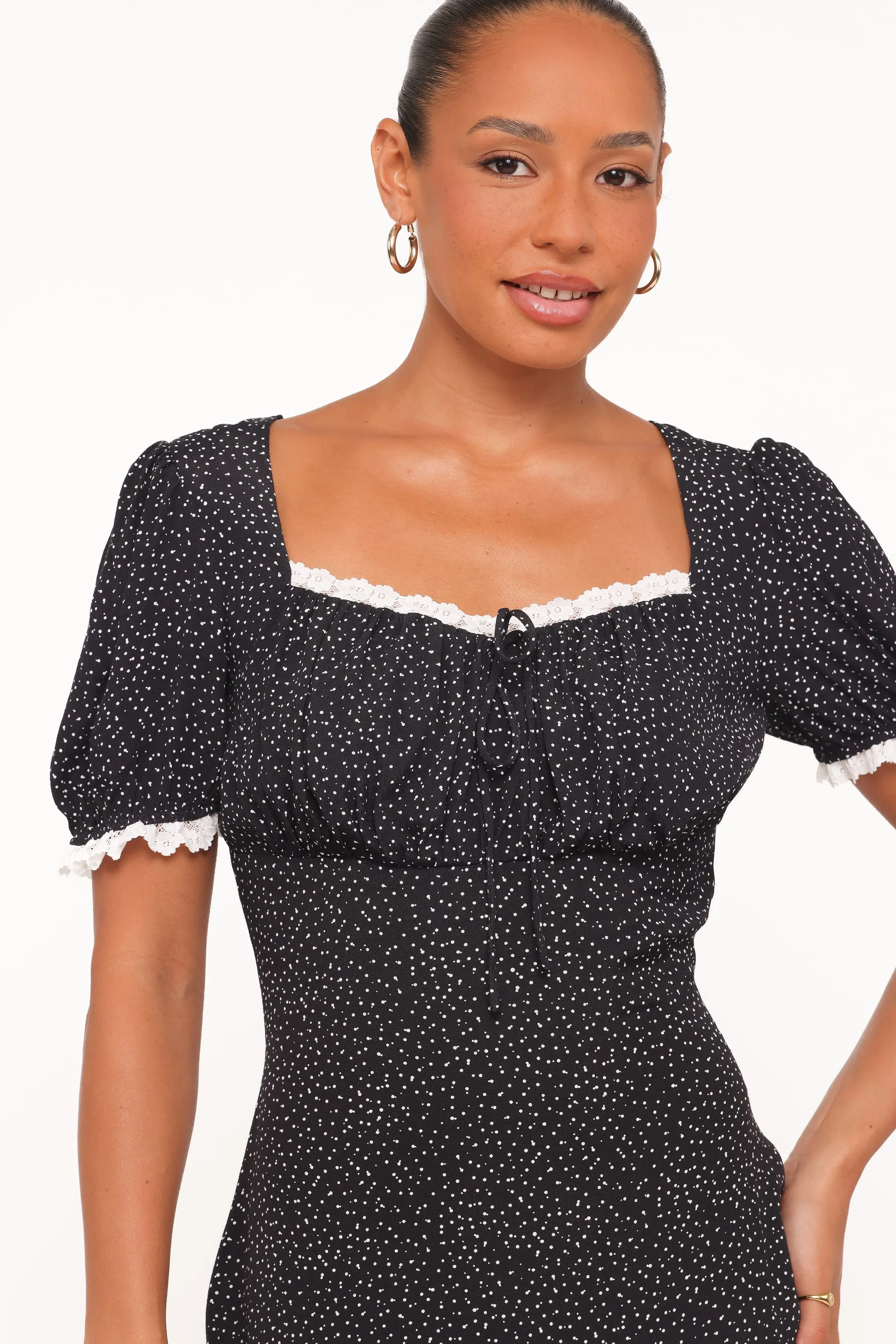 Francine Lace Midi Dress - Black Polka Dot sold by Petal & Pup product image thumbnail 2