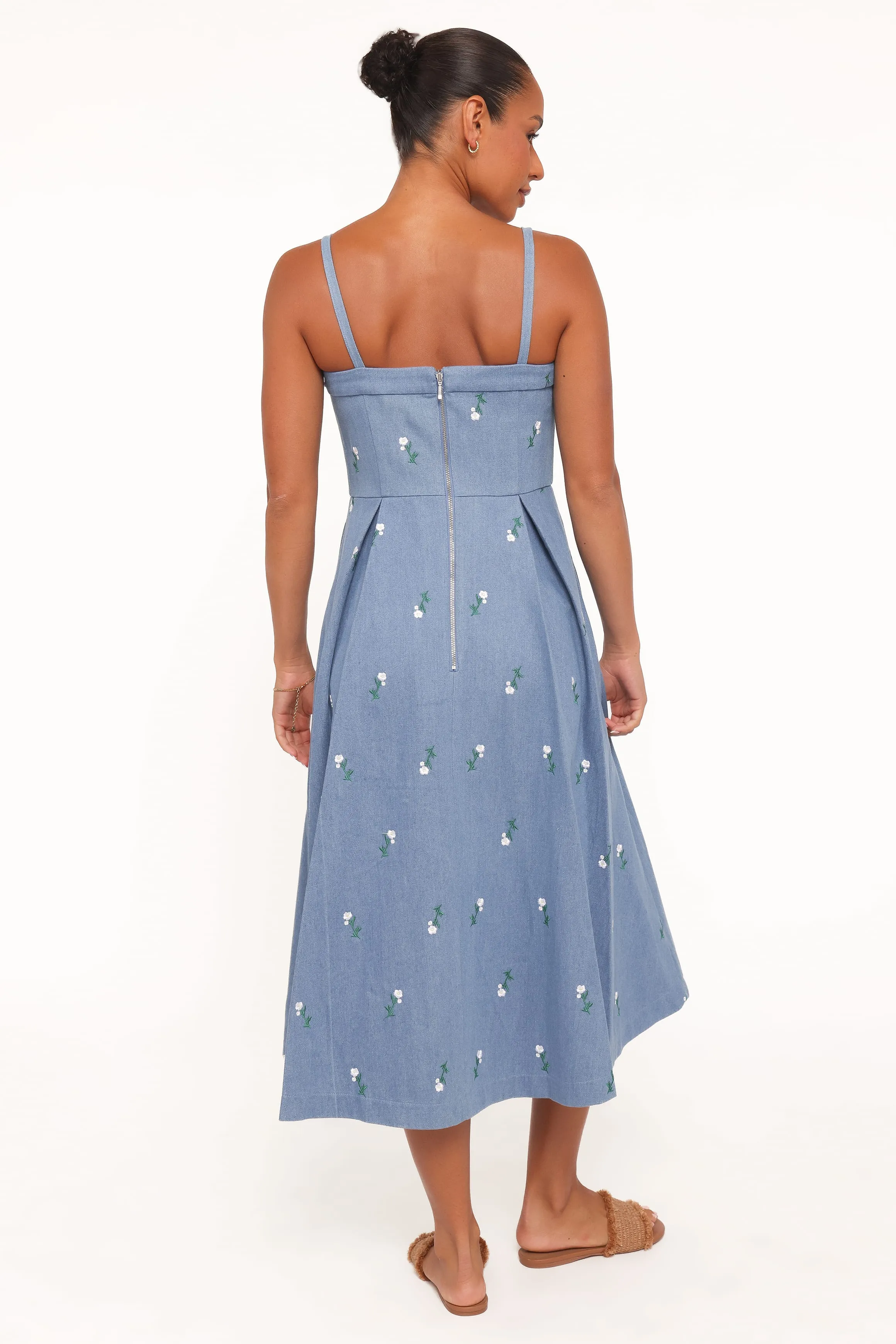 Chelsea Embroidered Midi Dress - Med Denim sold by Petal & Pup product image thumbnail 4