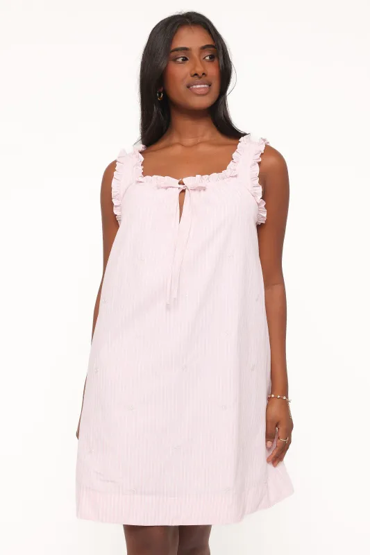 Olivienne Mini Dress - Pink Stripe made by Petal & Pup