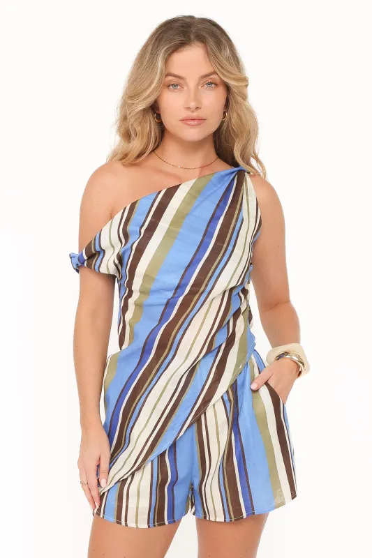 Char Short Set - Blue Khaki Stripe made by Petal & Pup
