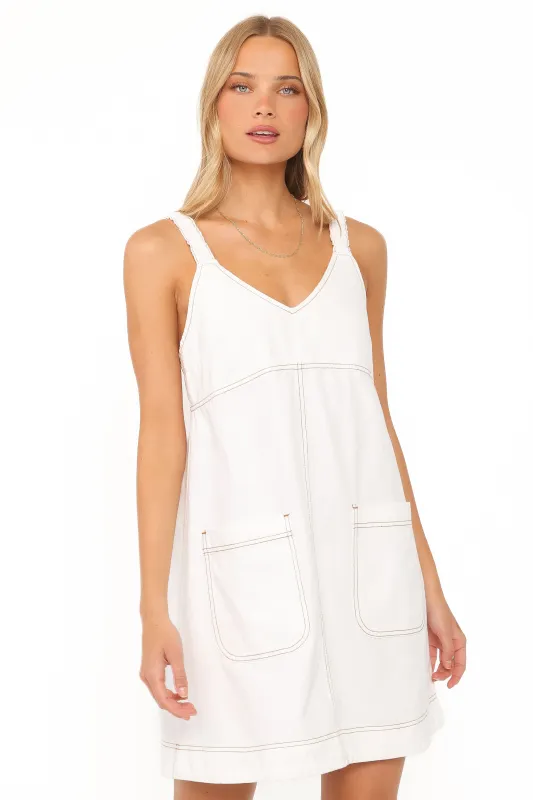 Kinley Mini Dress - White Denim made by Petal & Pup