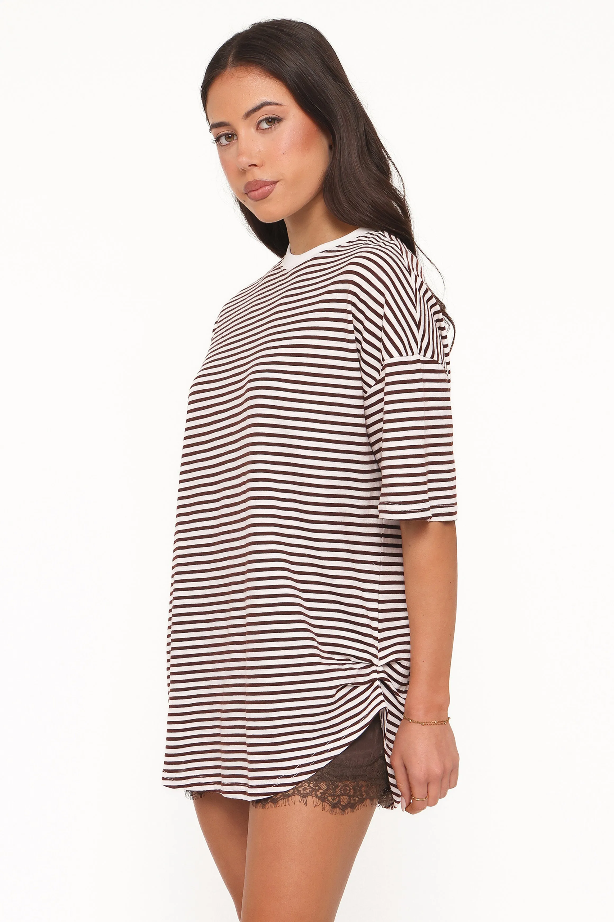 Mairead Lace Short Set - Chocolate Stripe sold by Petal & Pup product image thumbnail 3