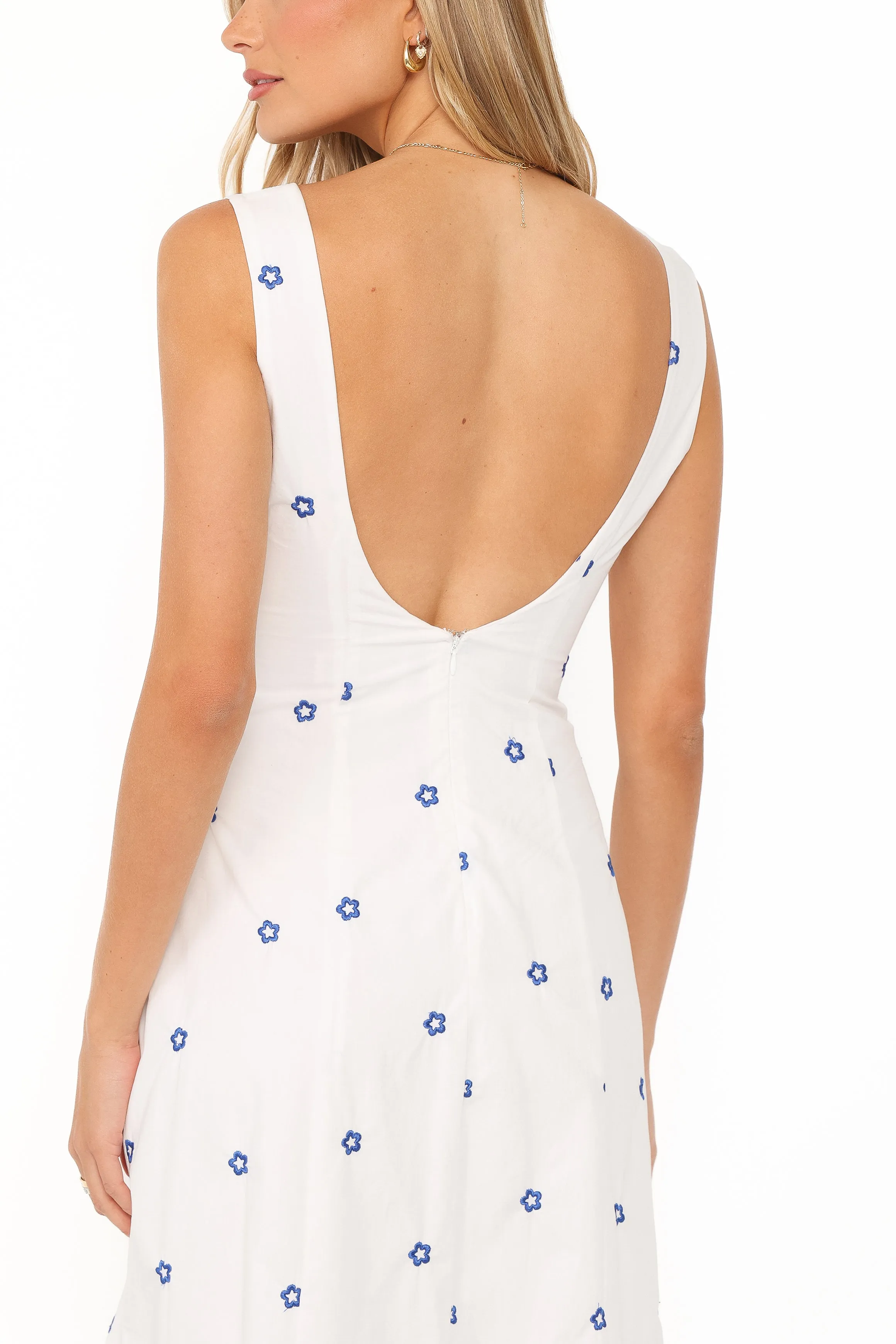 Luellen Embroidered Daisy Midi Dress - White sold by Petal & Pup product image thumbnail 2