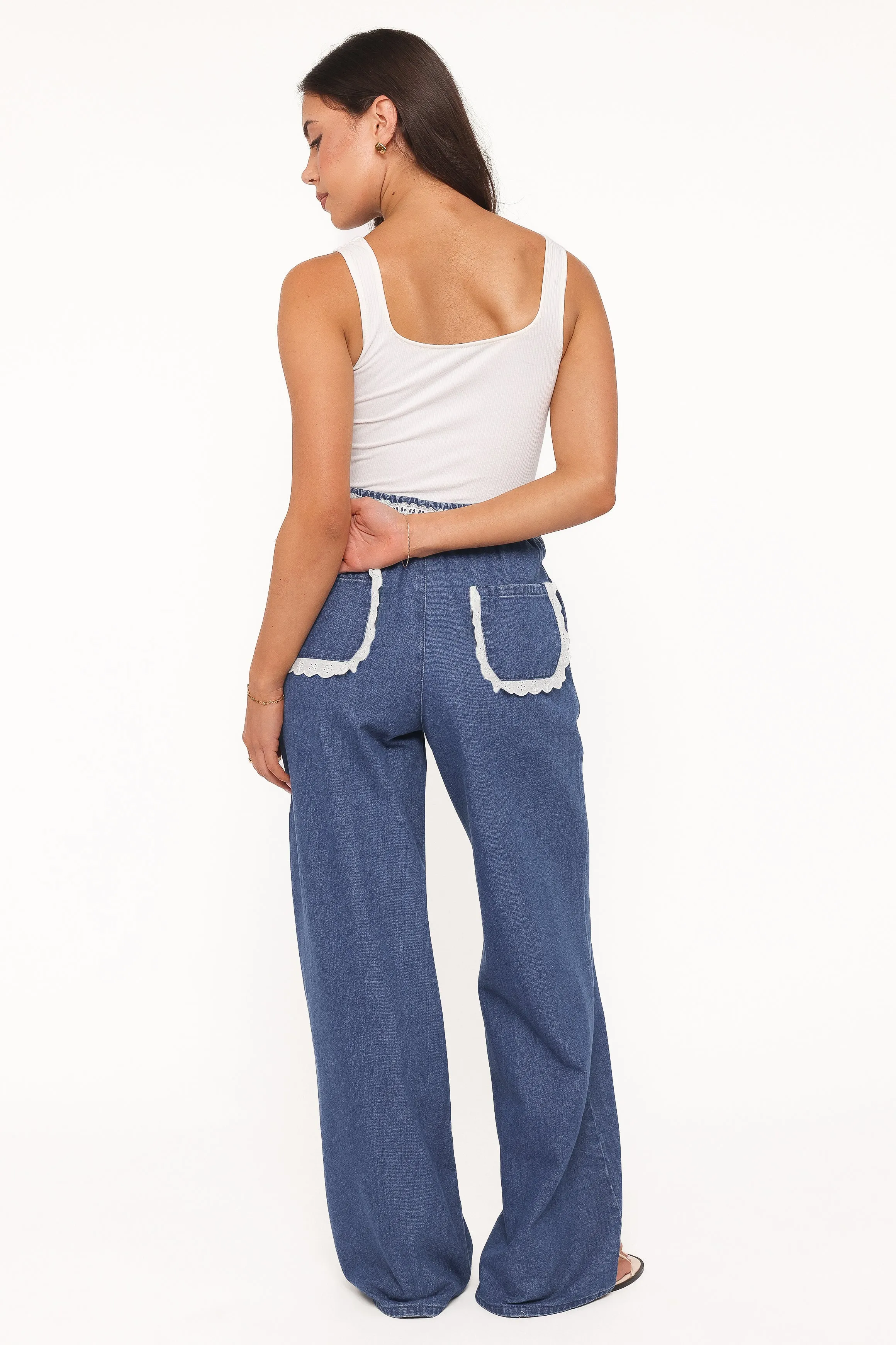 Siun Wide Leg Denim Joggers - Medium Wash sold by Petal & Pup product image thumbnail 4