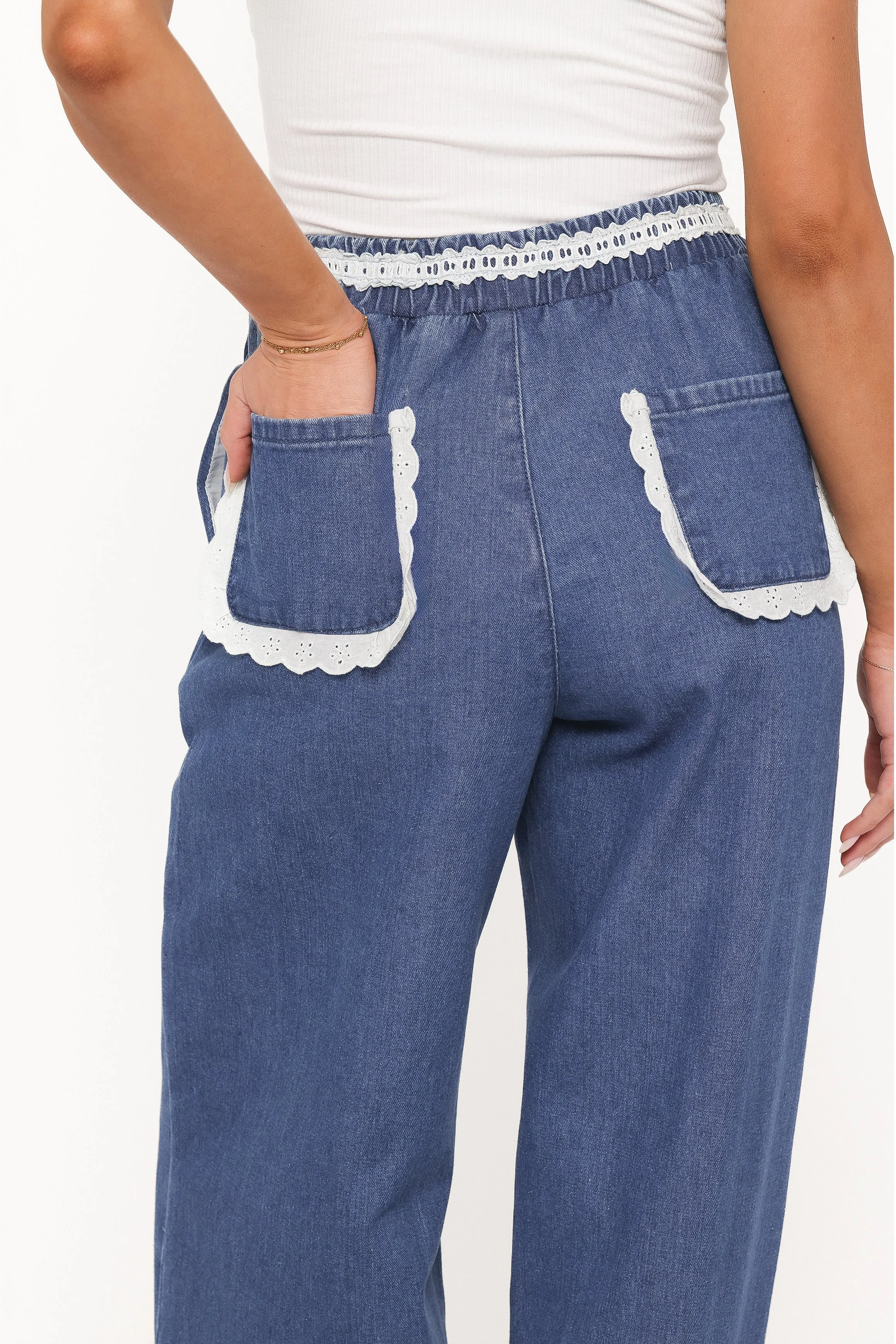 Siun Wide Leg Denim Joggers - Medium Wash sold by Petal & Pup product image thumbnail 2